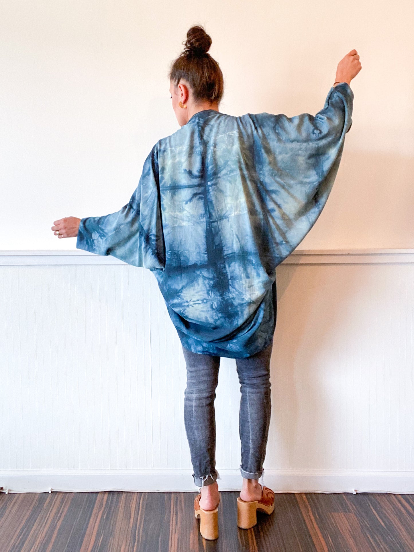Hand-Dyed Waterfall Kimono Teal