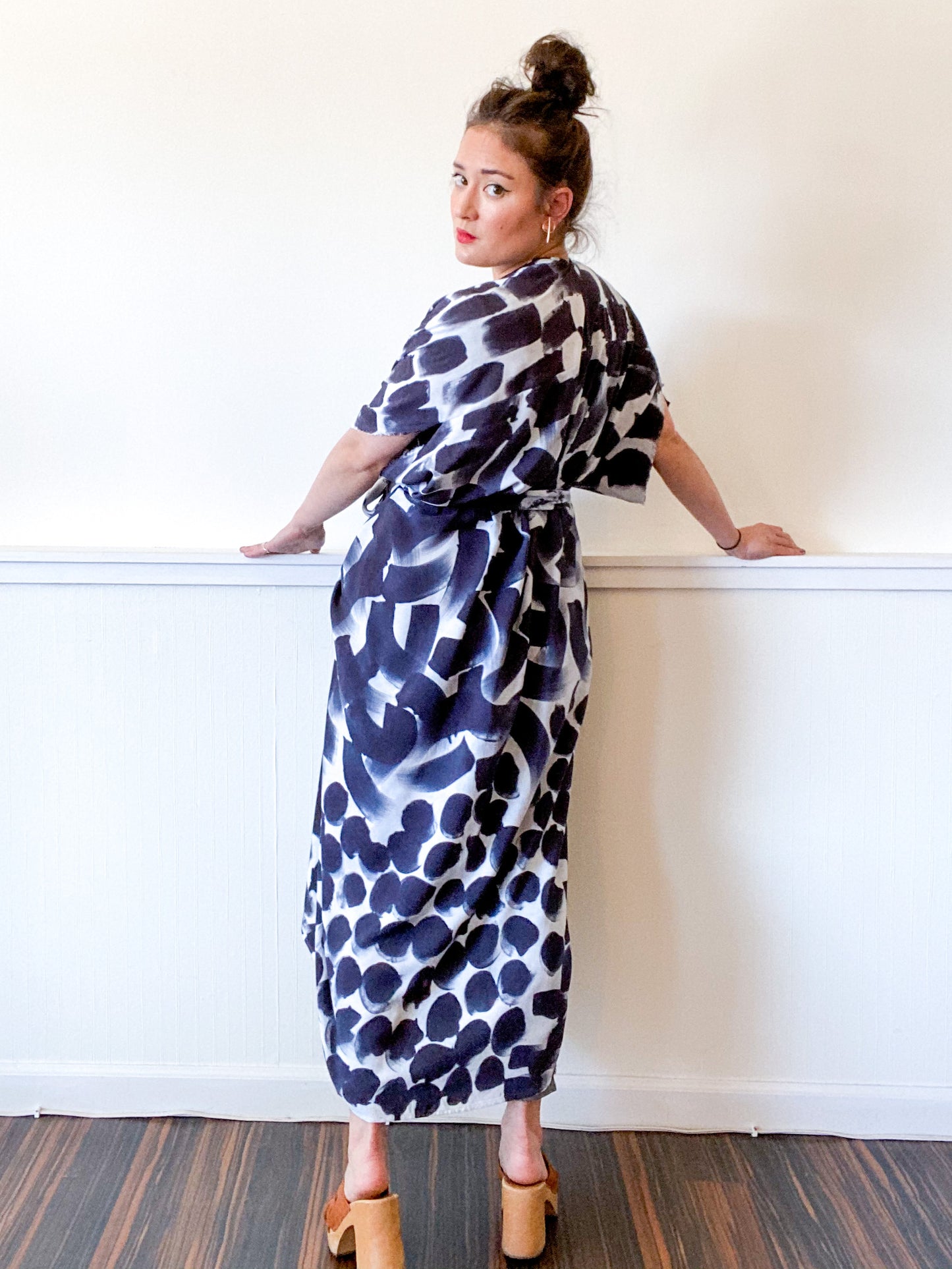 Limited Edition Hand-Dyed High Low Black Brushstrokes
