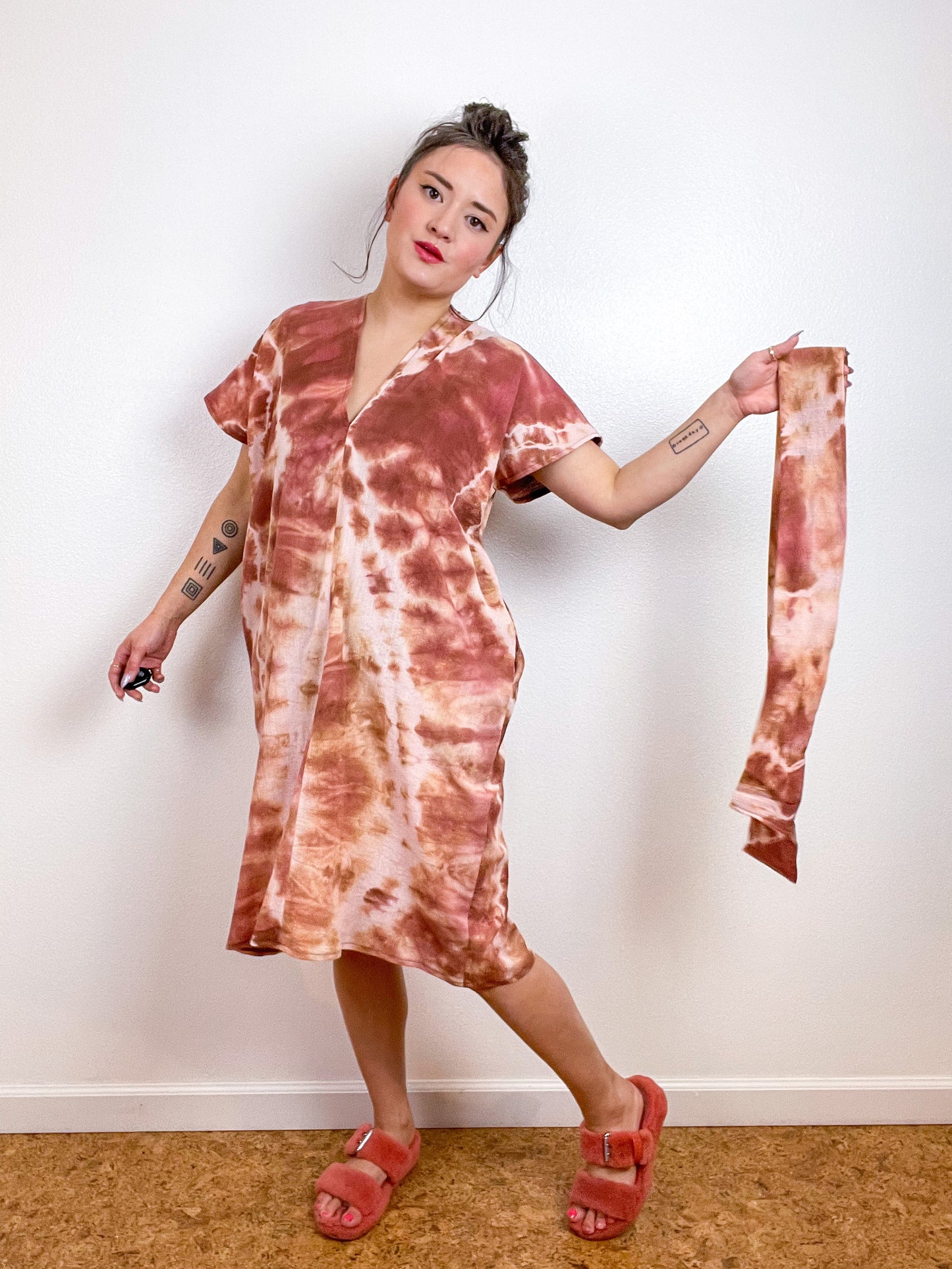 Single Gauze Caftan Dress Terracotta