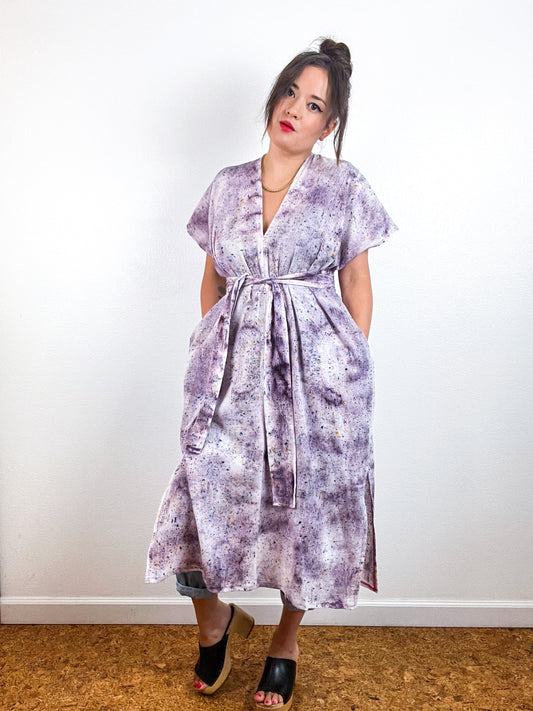 Single Gauze Midi Caftan Dress Deconstructed Grey