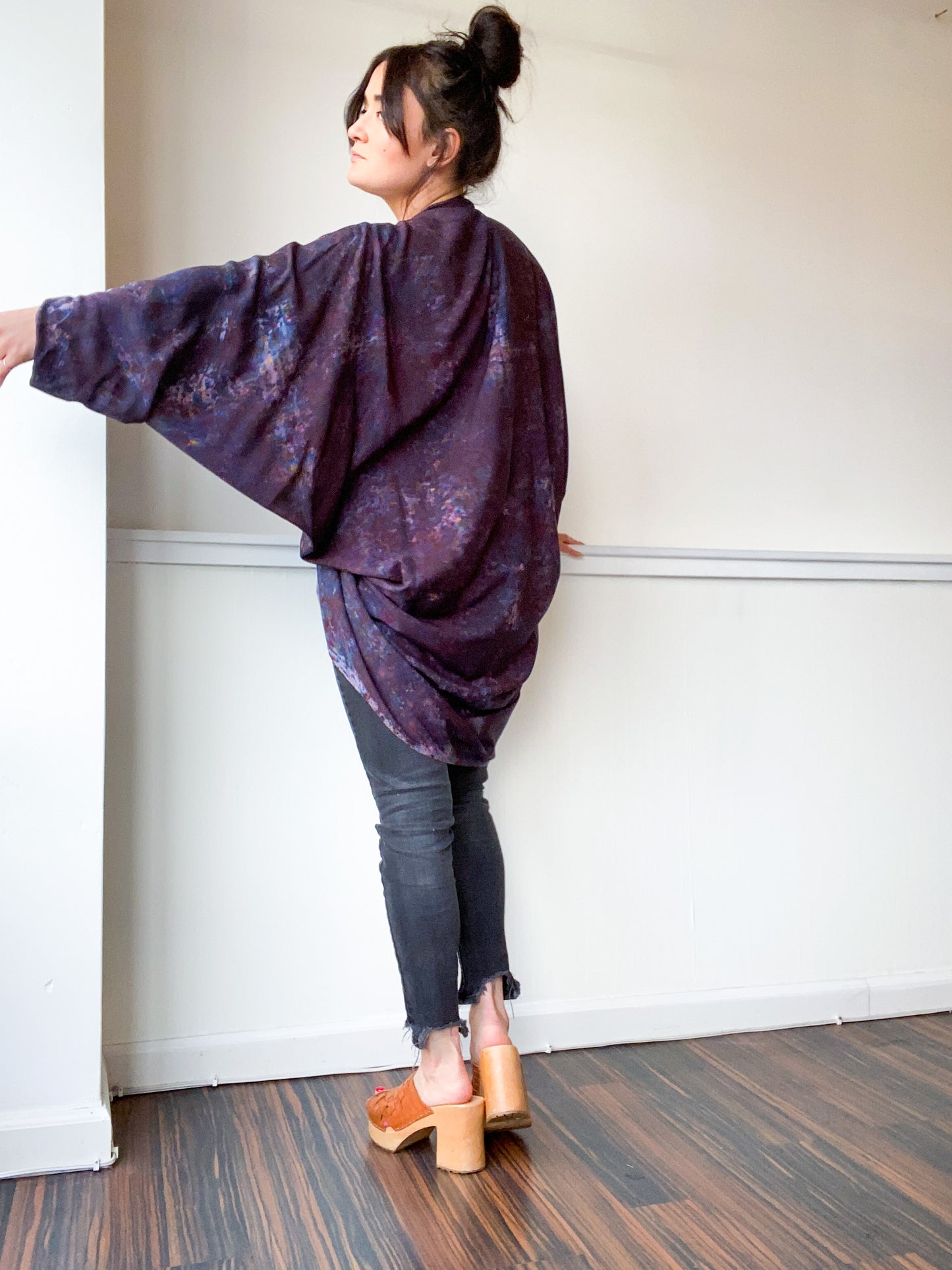 Hand-Dyed Waterfall Kimono Deconstructed Black