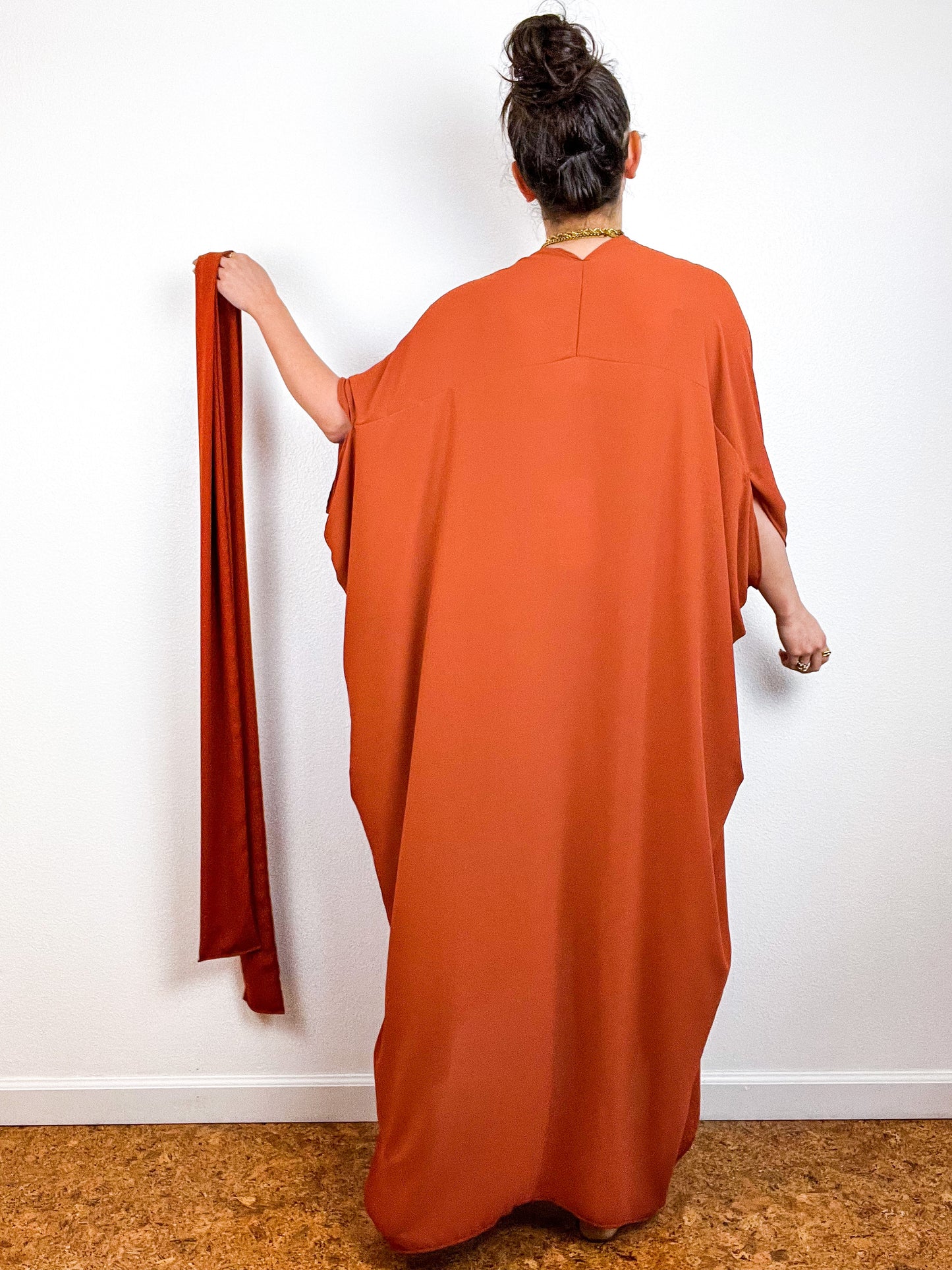 Solid High Low Kimono Rust Georgette