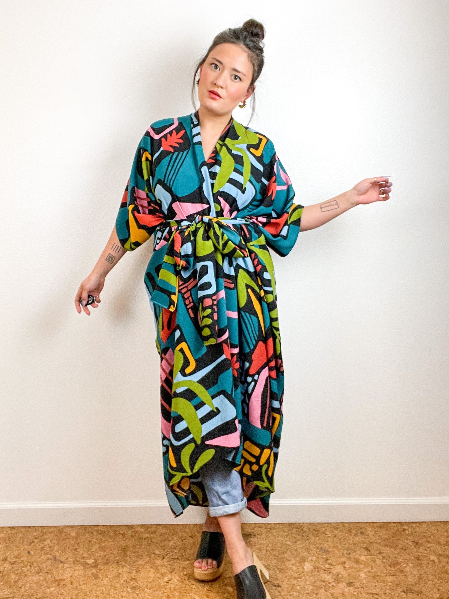 High Low Kimono Mod Shapes Rayon Challis