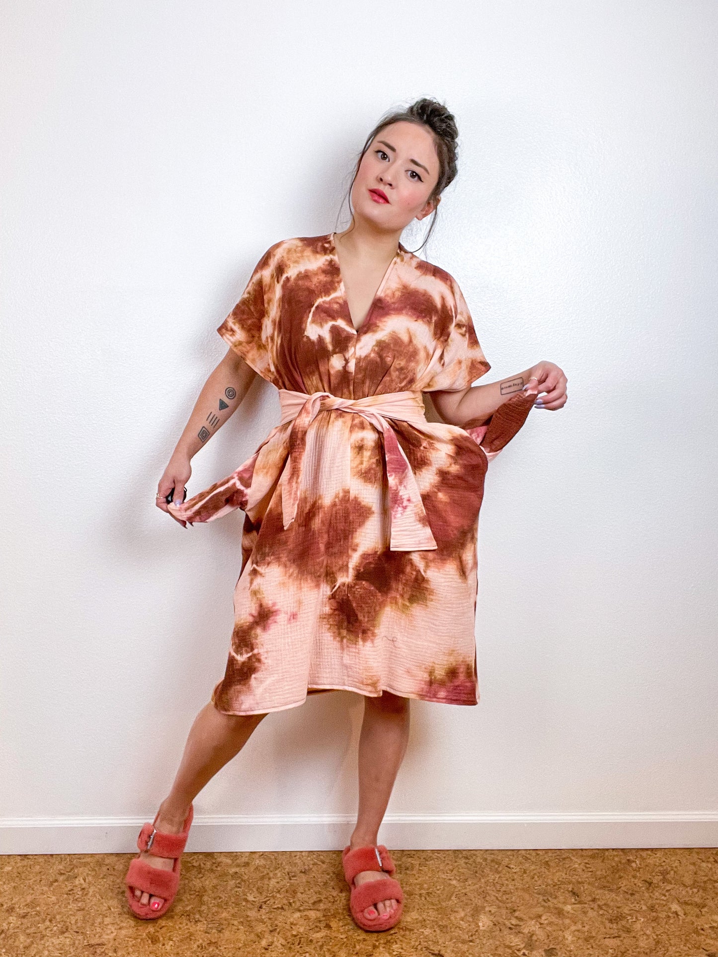 Double Gauze Caftan Dress Terracotta