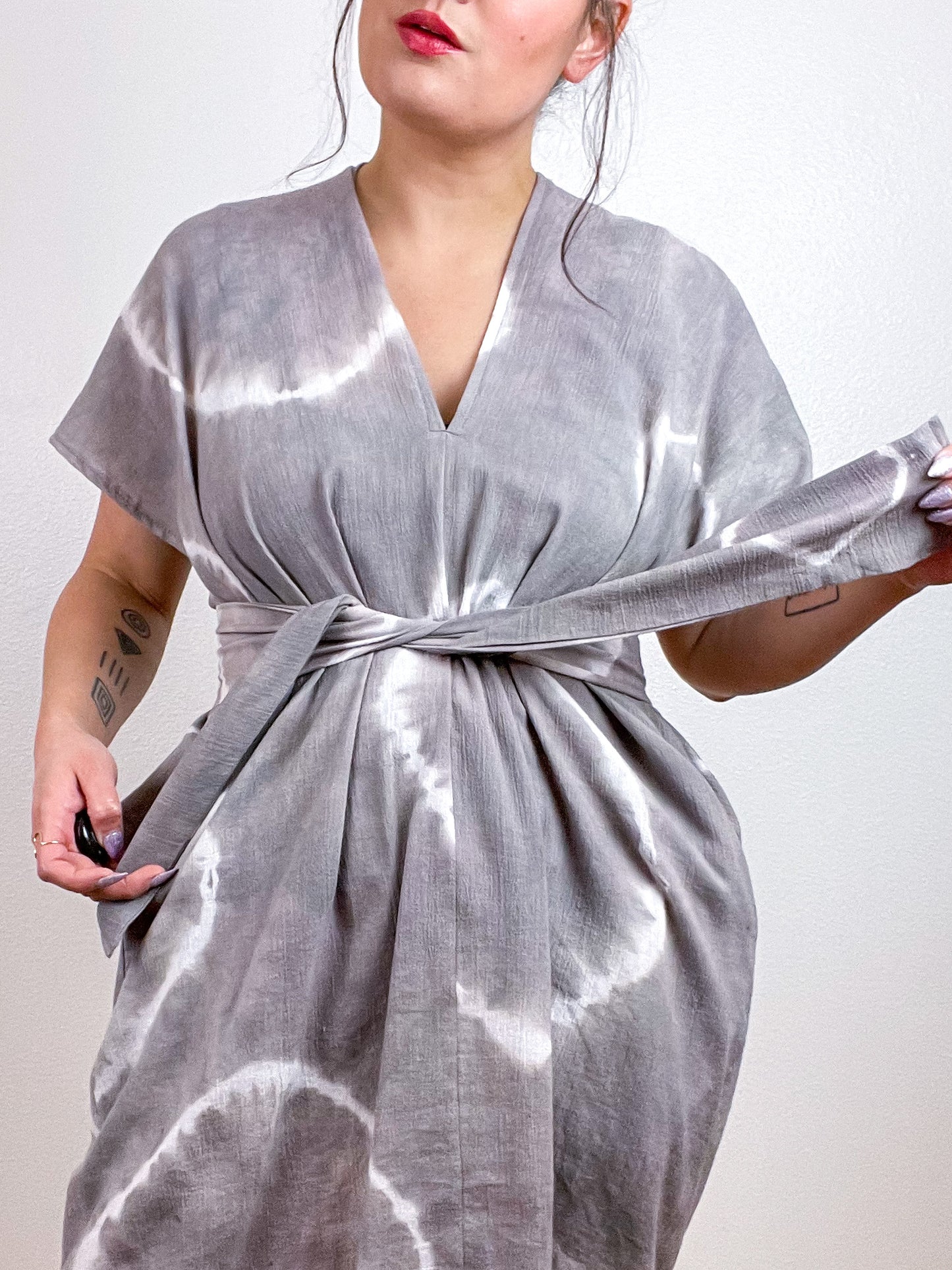 Single Gauze Caftan Dress Shiitake