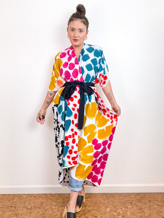 OOAK Hand-Dyed High Low Kimono Confetti 1