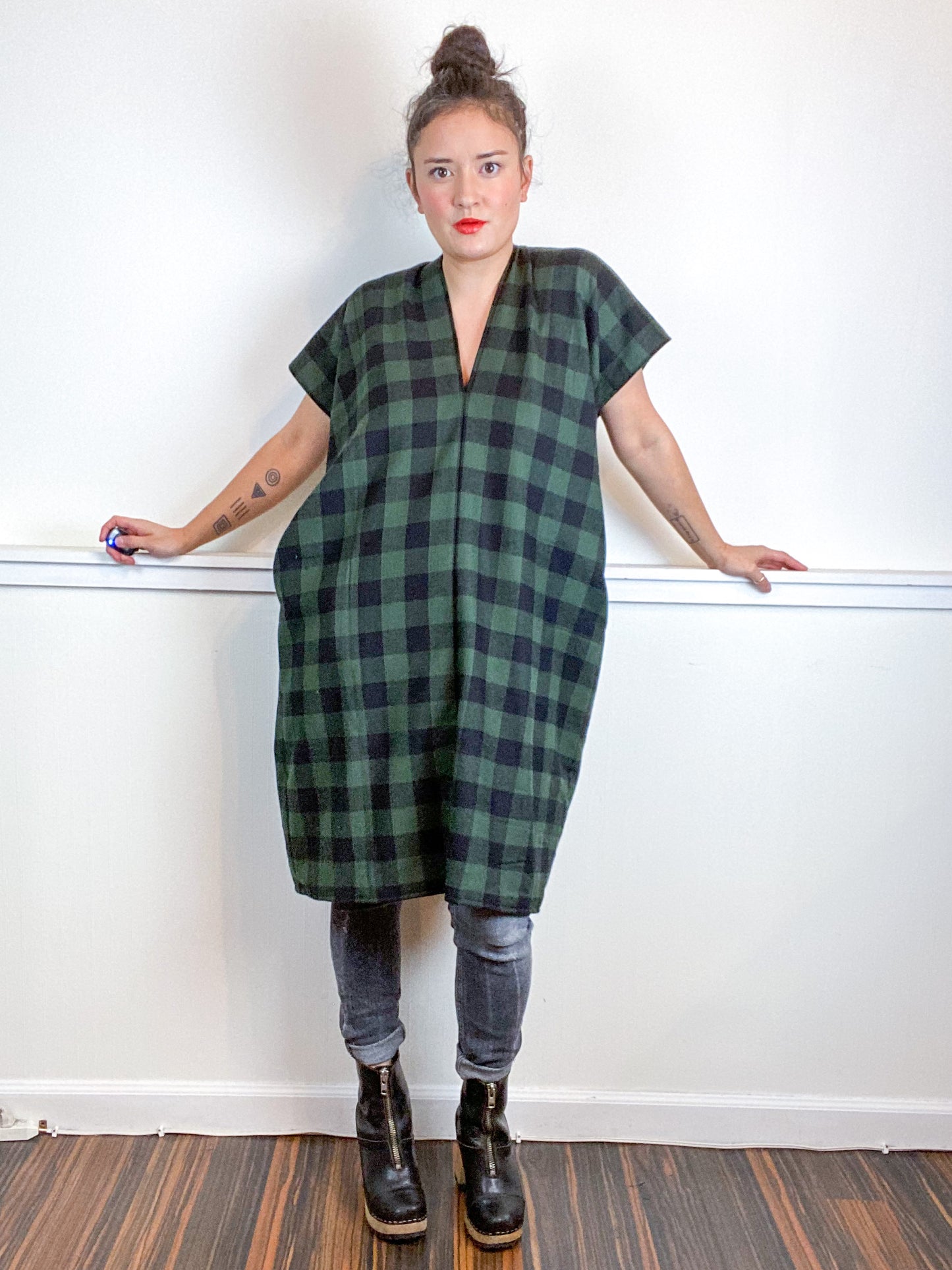 Plaid Smock Dress Forest Buffalo