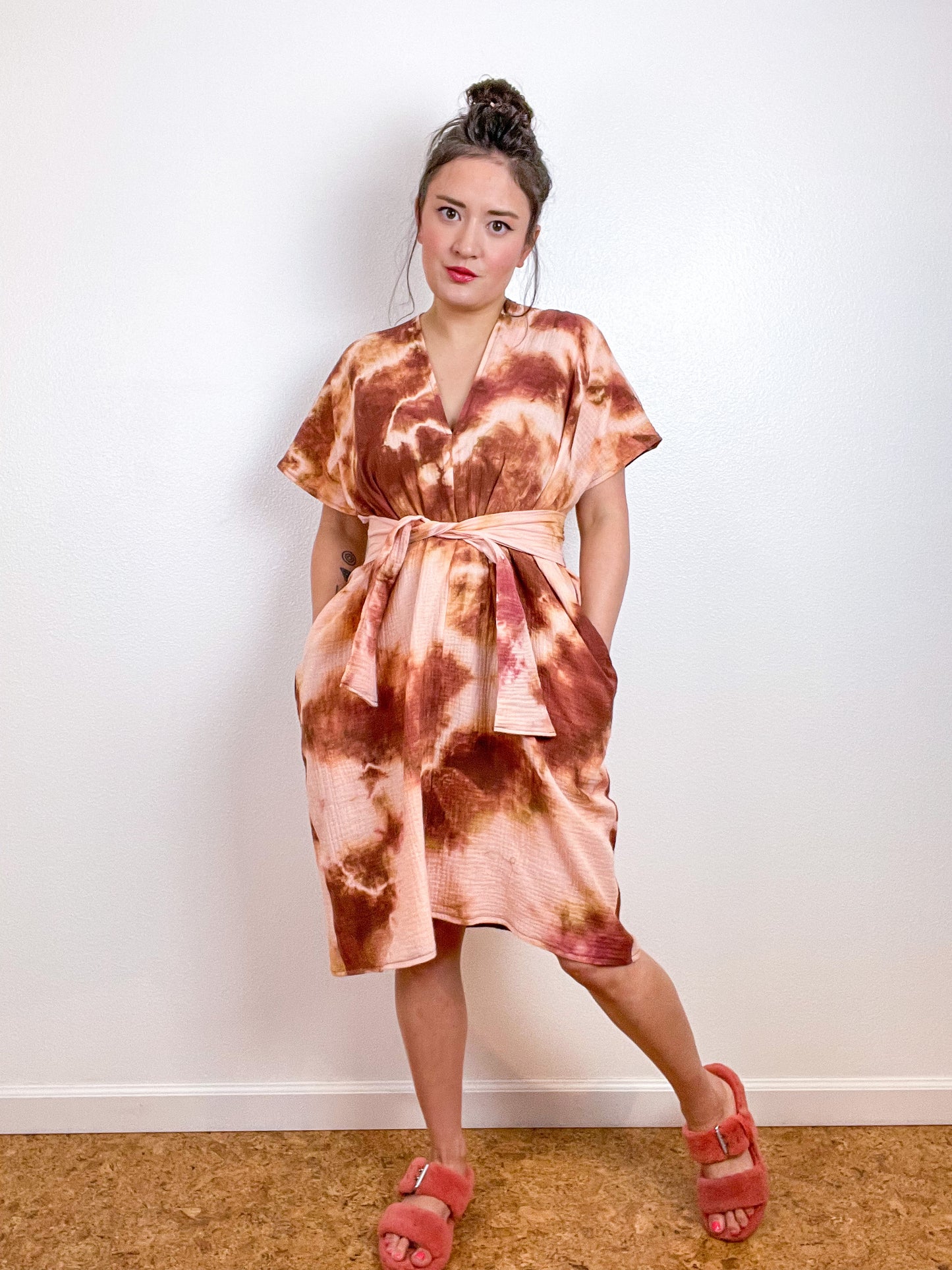 Double Gauze Caftan Dress Terracotta