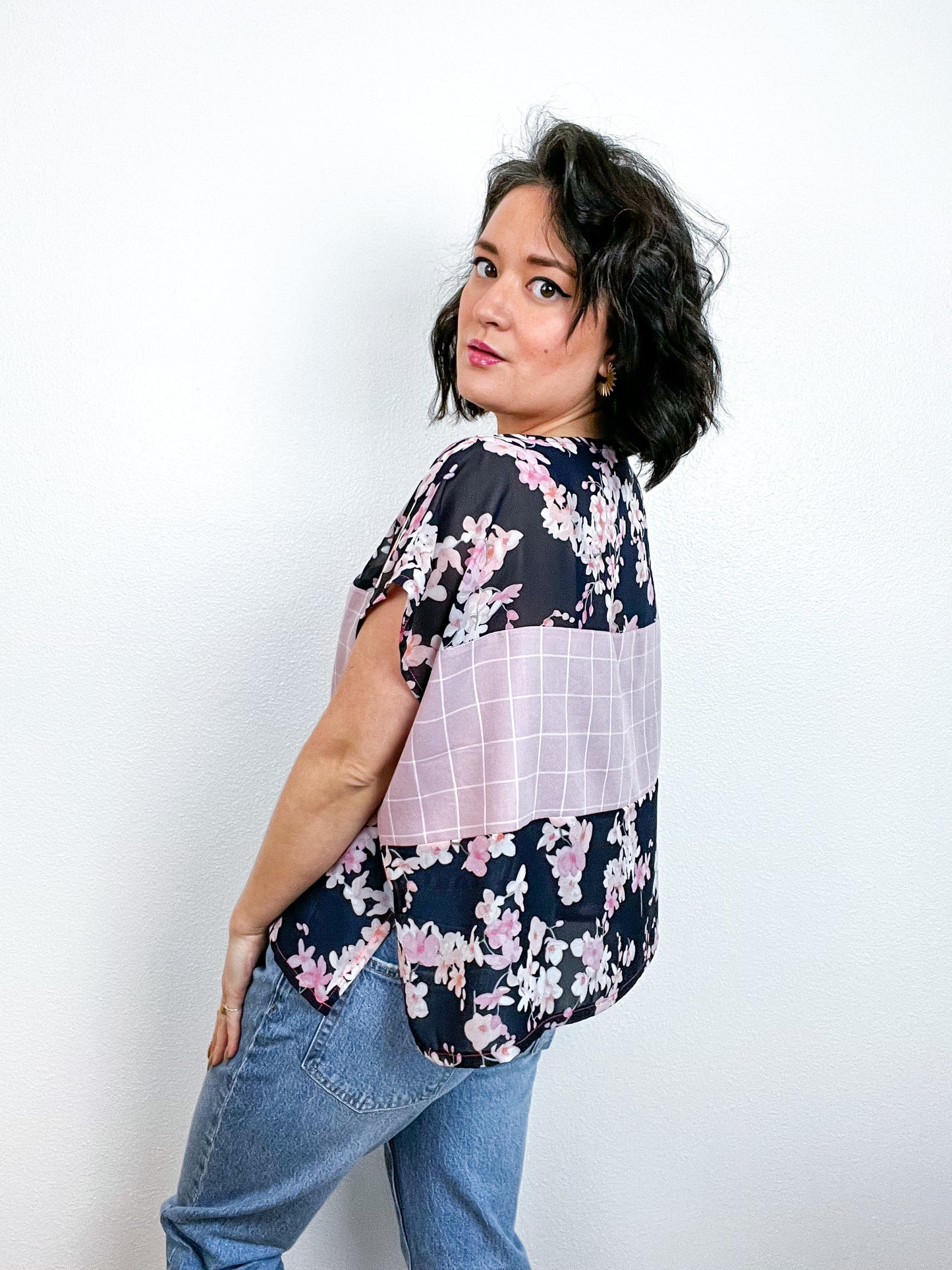 Scrappy Crop Navy Cherry Blossom