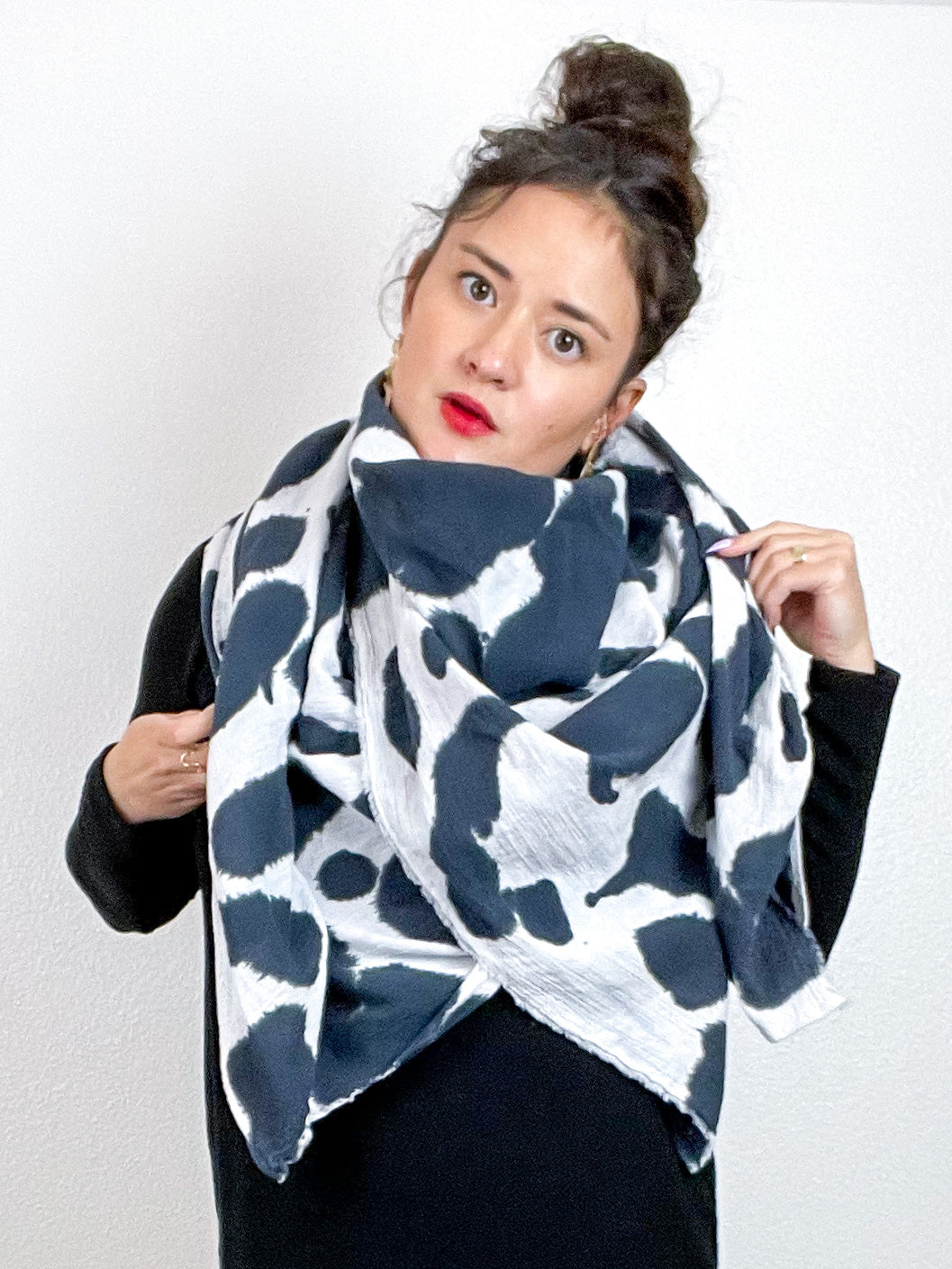 Hand-Dyed Cotton Blanket Scarf Inkblot