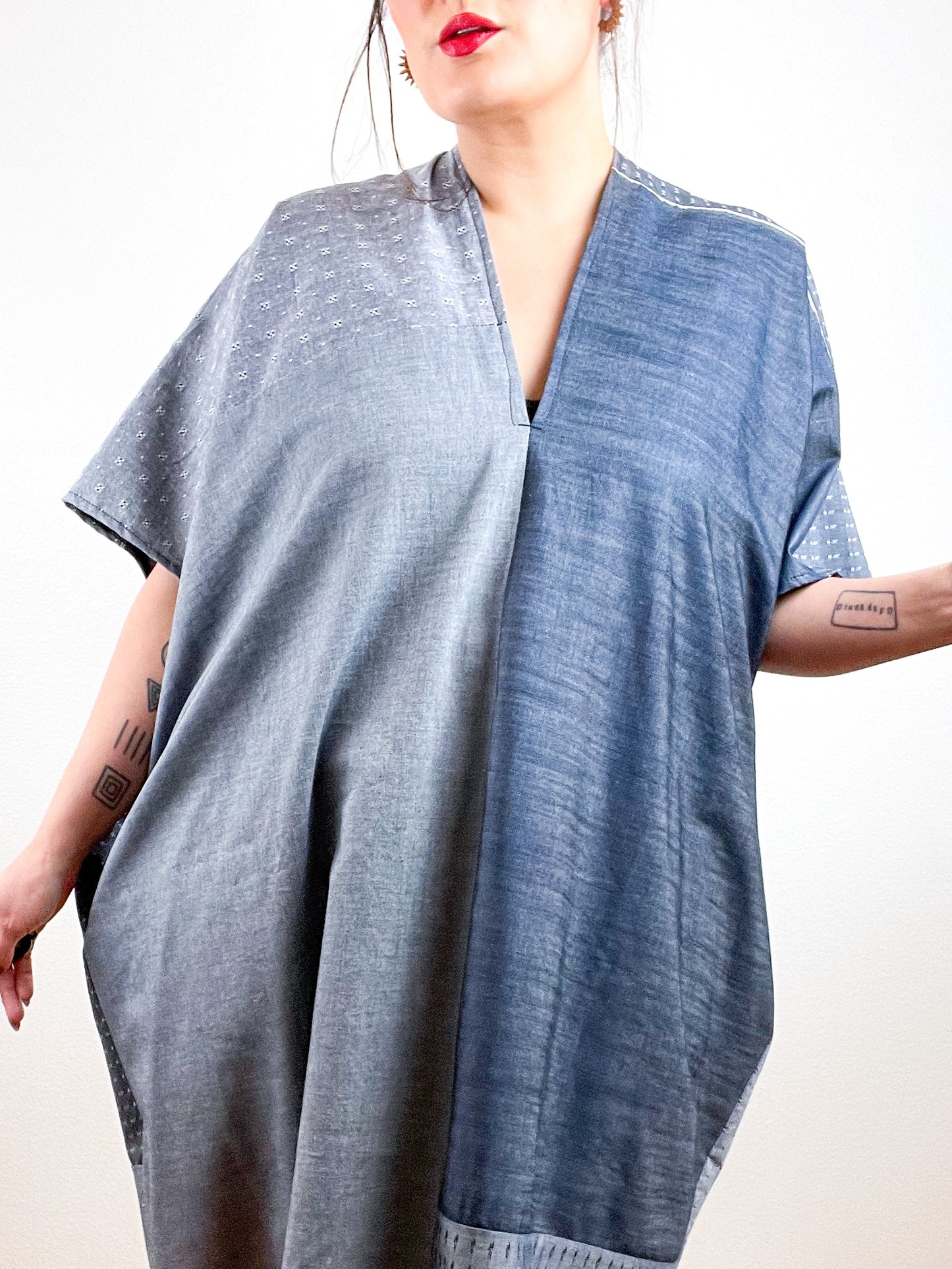 Chambray Smock Dress Patchwork 1