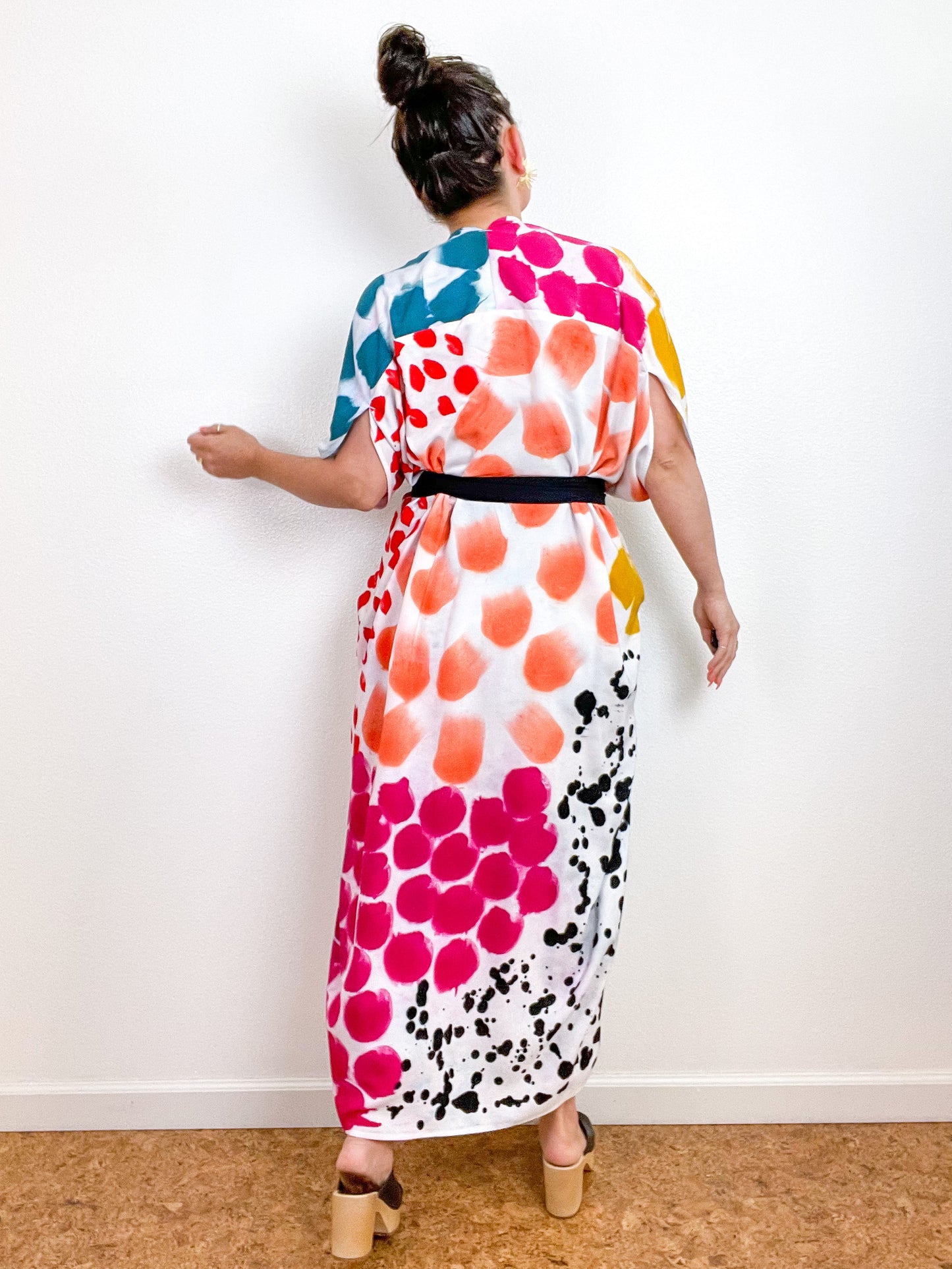 OOAK Hand-Dyed High Low Kimono Confetti 1