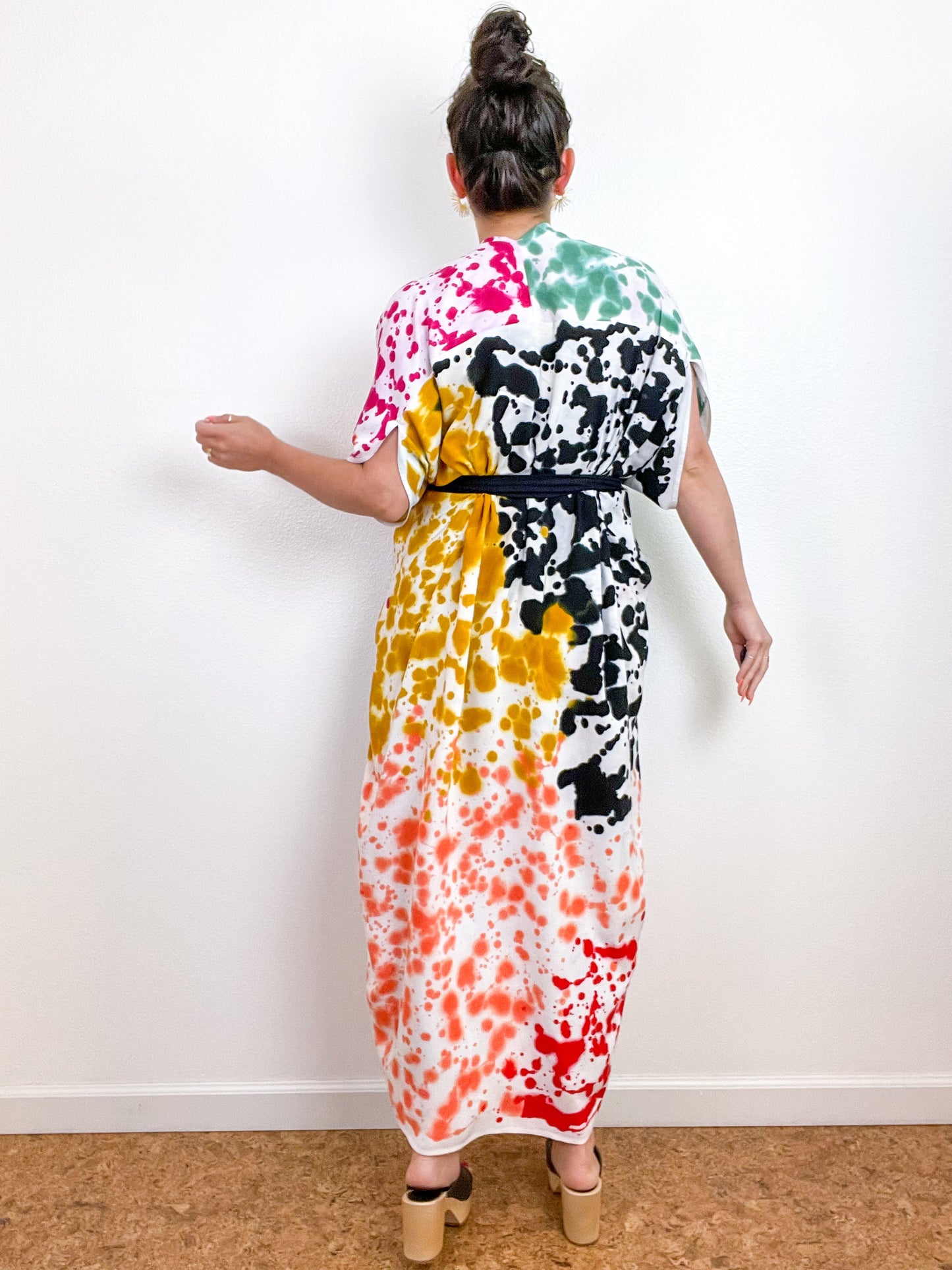OOAK Hand-Dyed High Low Kimono Confetti 2