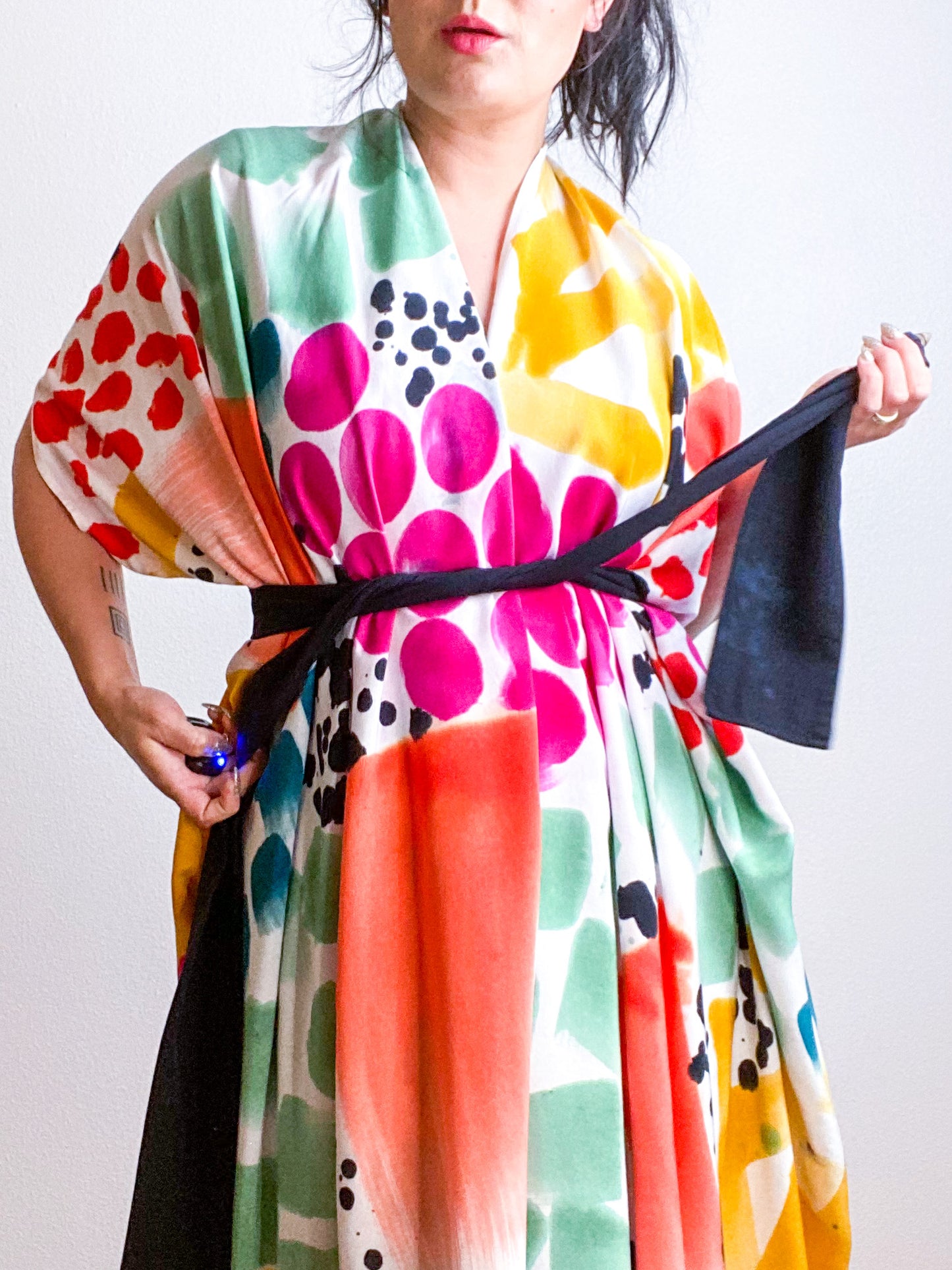 OOAK Hand-Dyed High Low Kimono Confetti 2