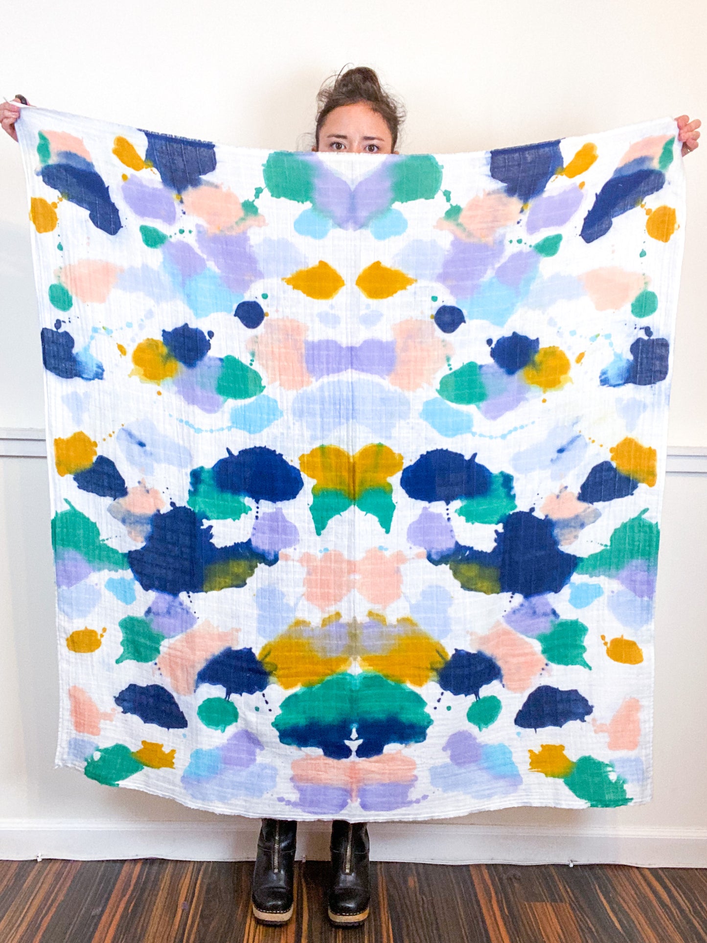 Hand-Dyed Large Square Scarf Seven Multicolor