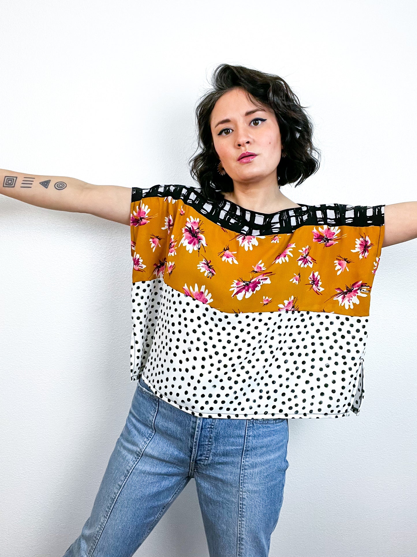 Scrappy Crop Marigold Dots Floral Grid