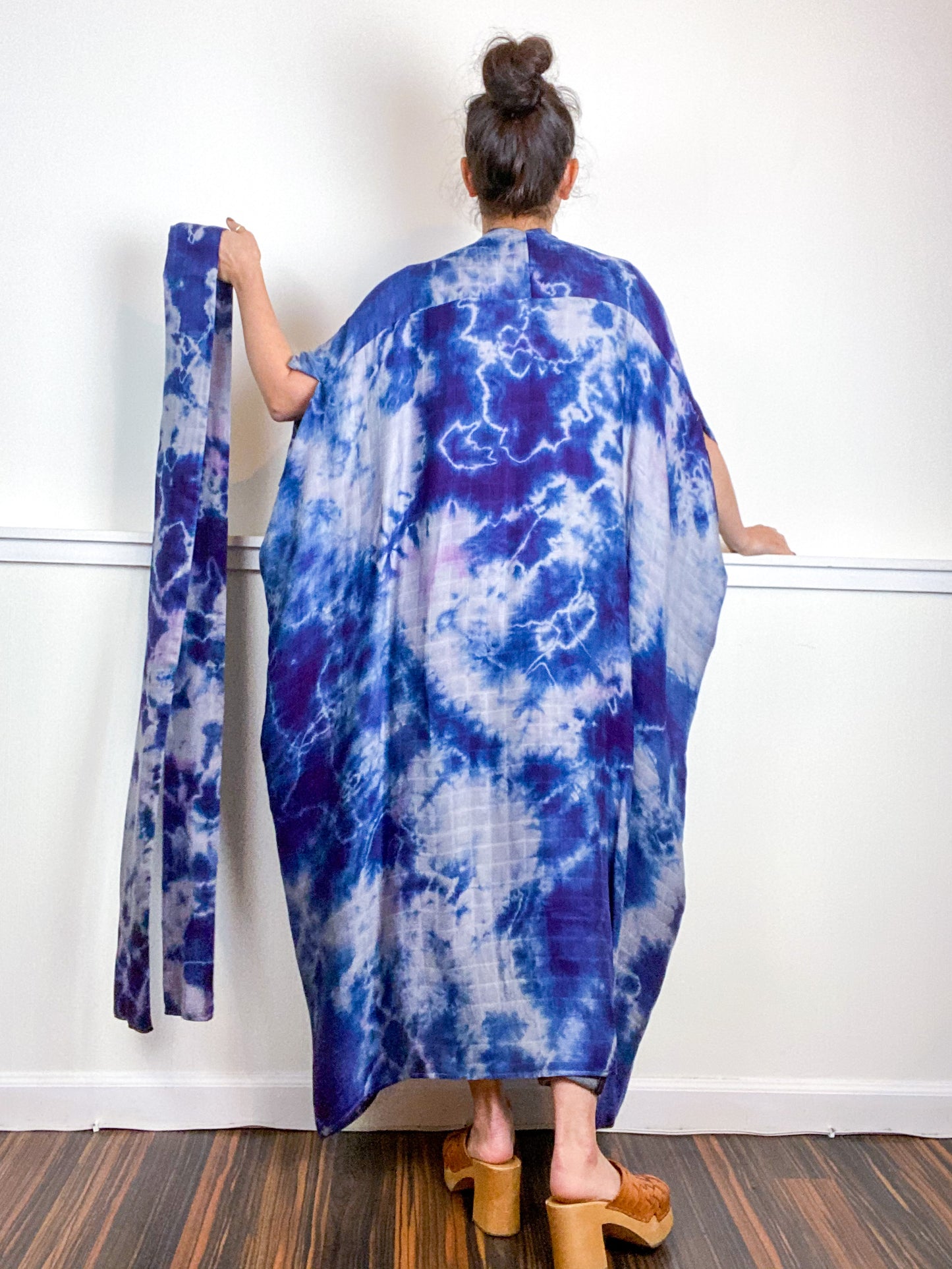 Hand-Dyed High Low Kimono Bamboo Blueberry