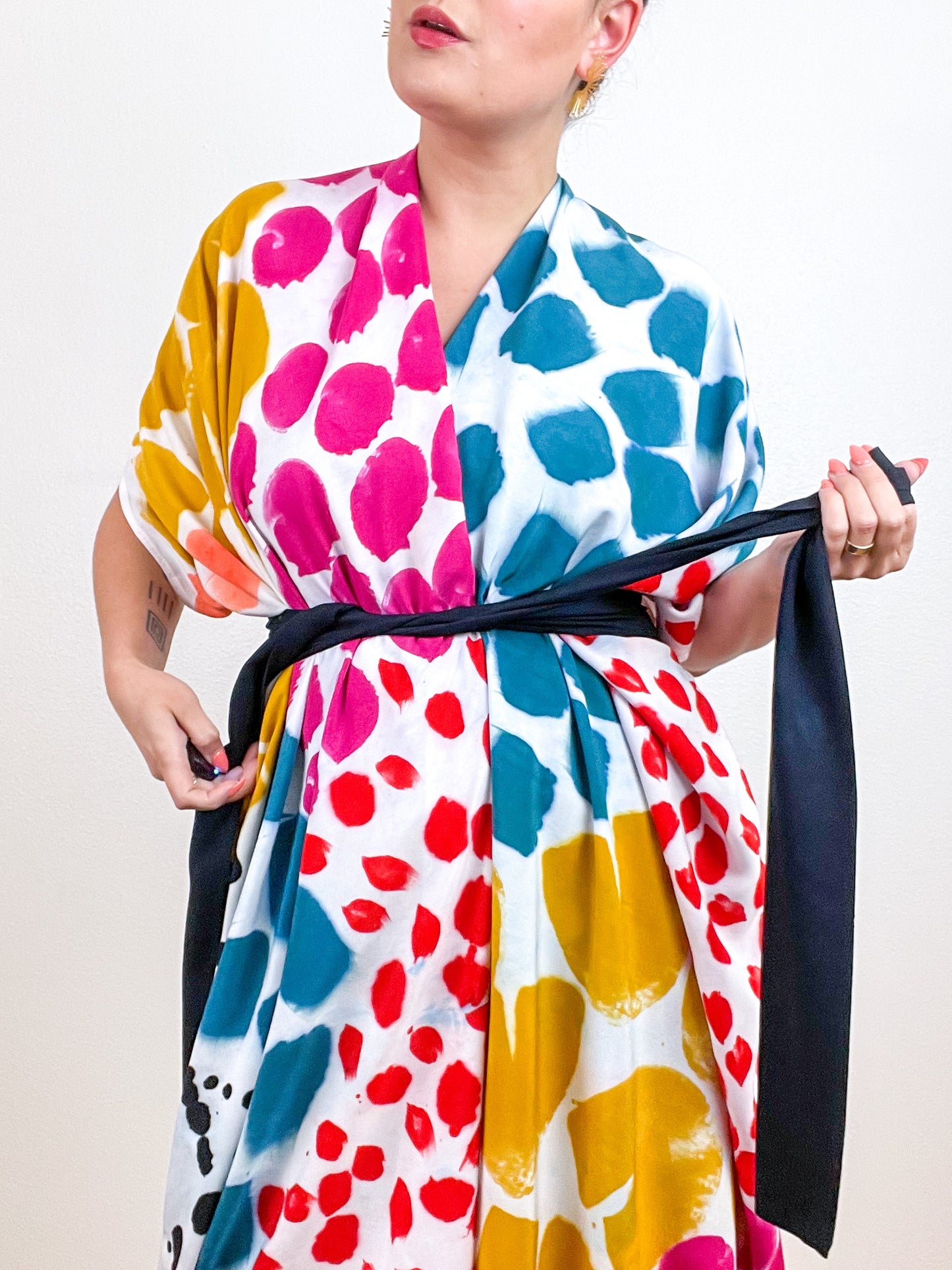 OOAK Hand-Dyed High Low Kimono Confetti 1