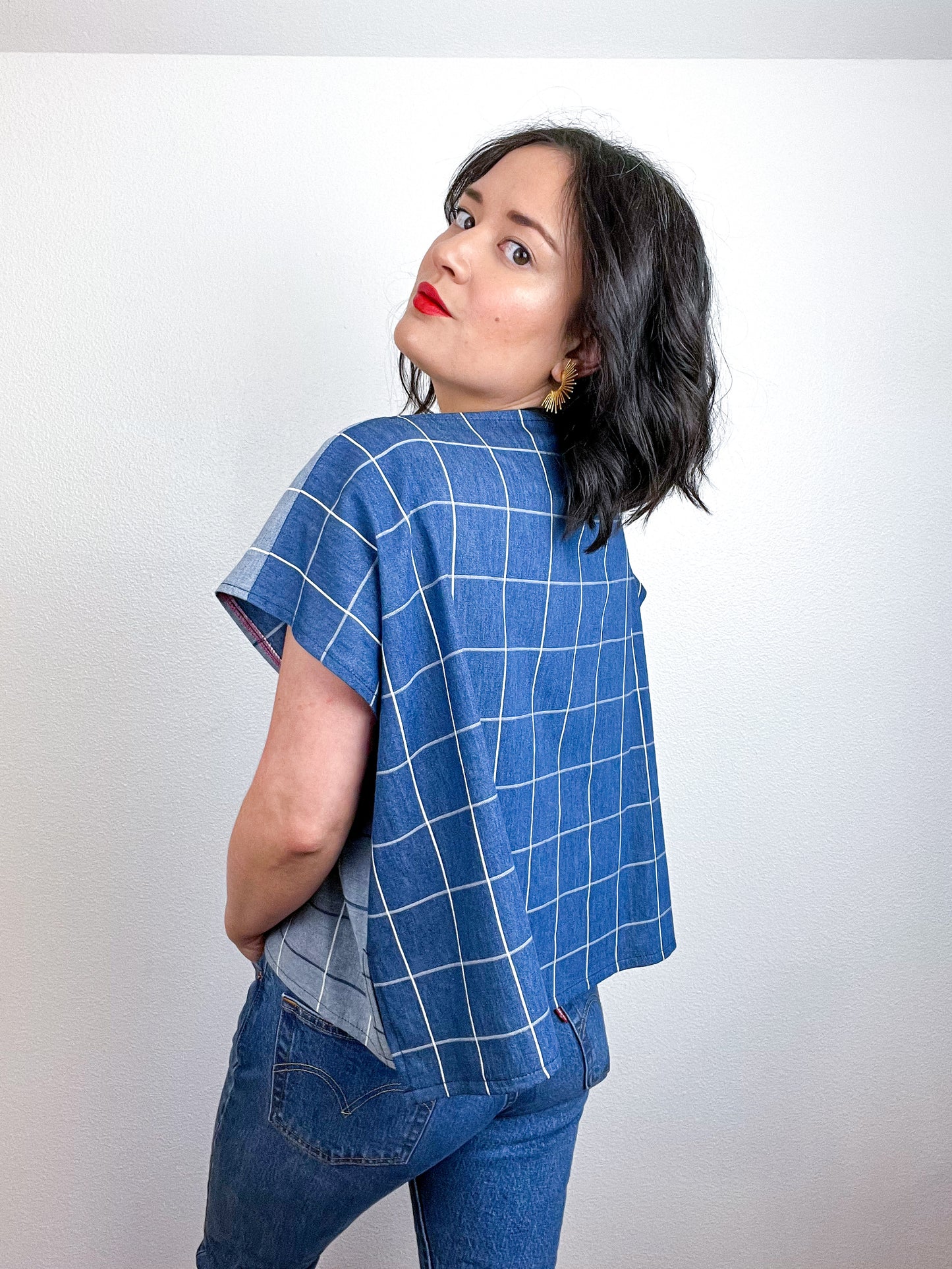 Chambray Flip Crop Windowpane
