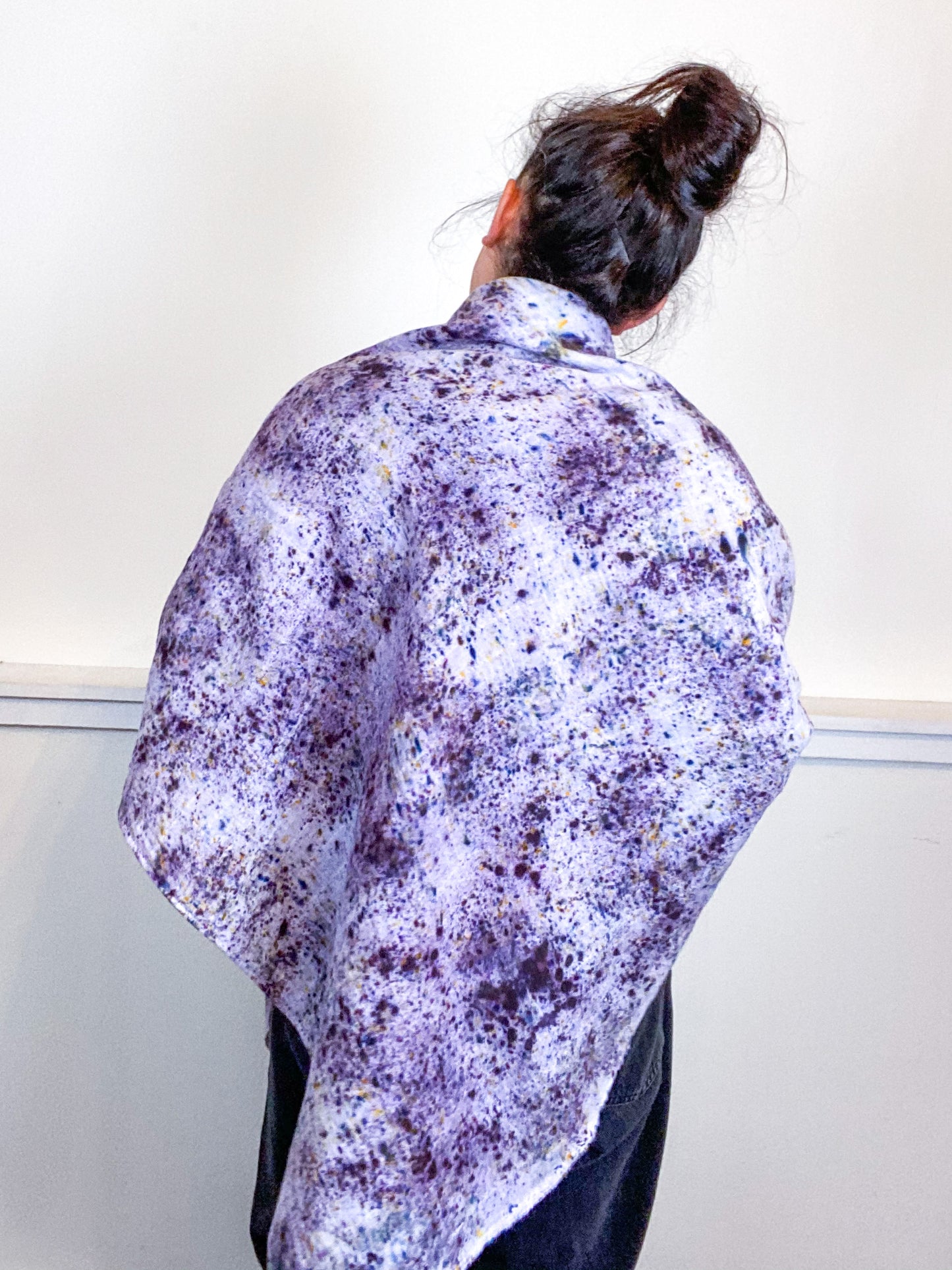 Hand-Dyed Large Square Scarf Deconstructed Grey