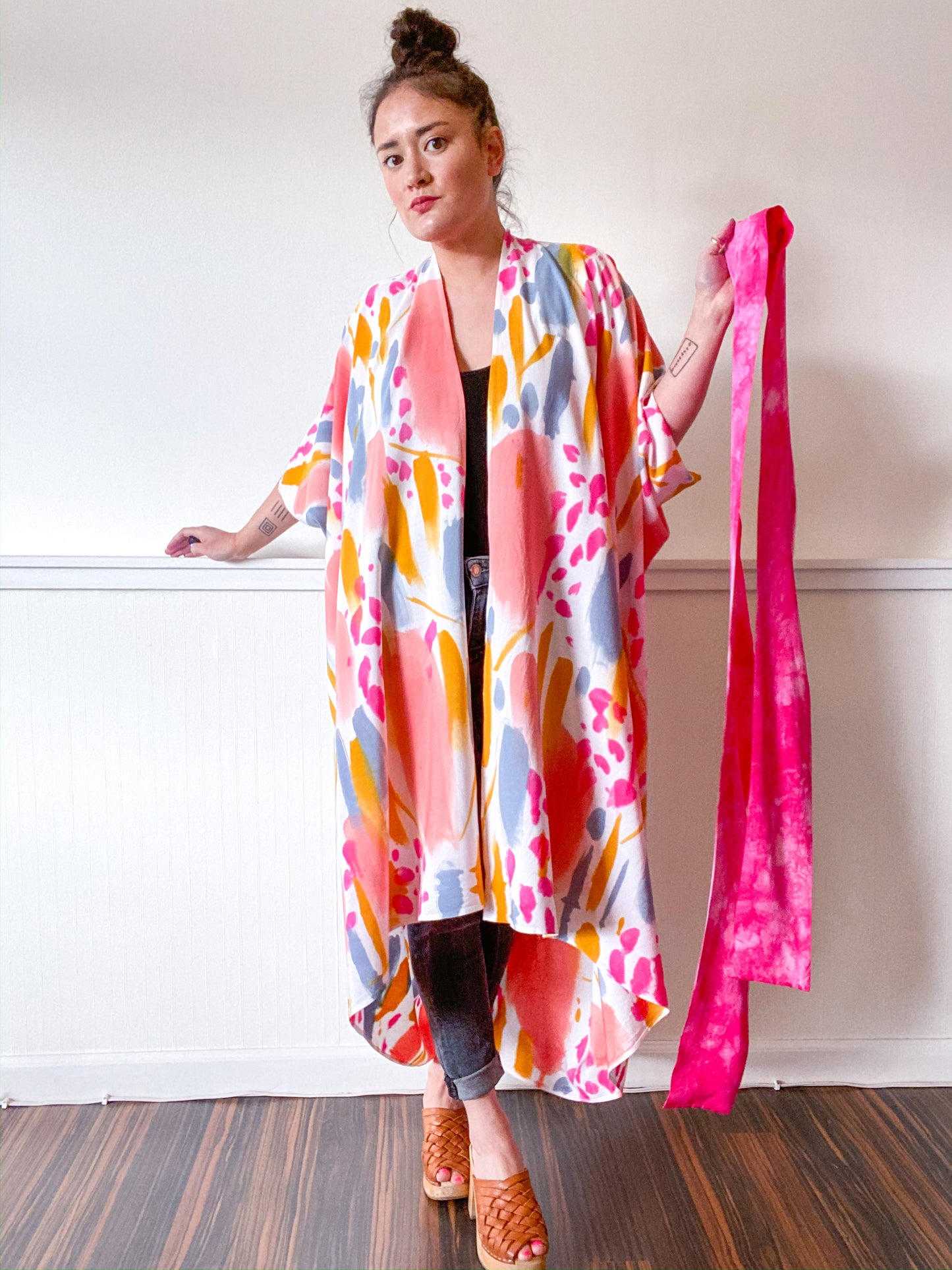 Limited Edition Hand-Dyed High Low Kimono Confetti 2