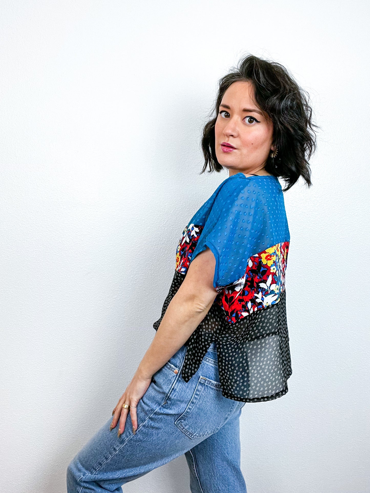 Scrappy Crop Turquoise Dots Floral