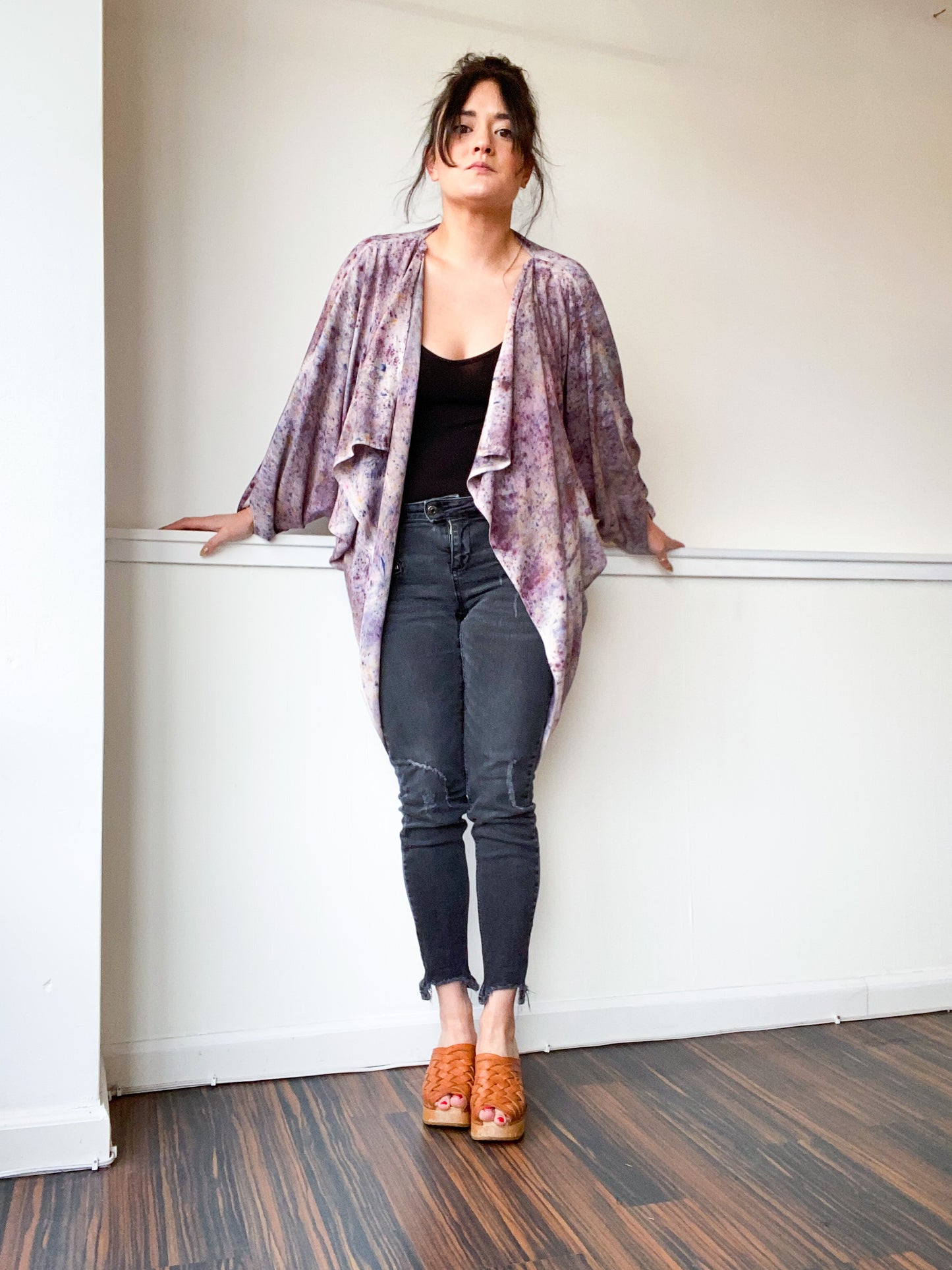 Hand-Dyed Waterfall Kimono Deconstructed Grey