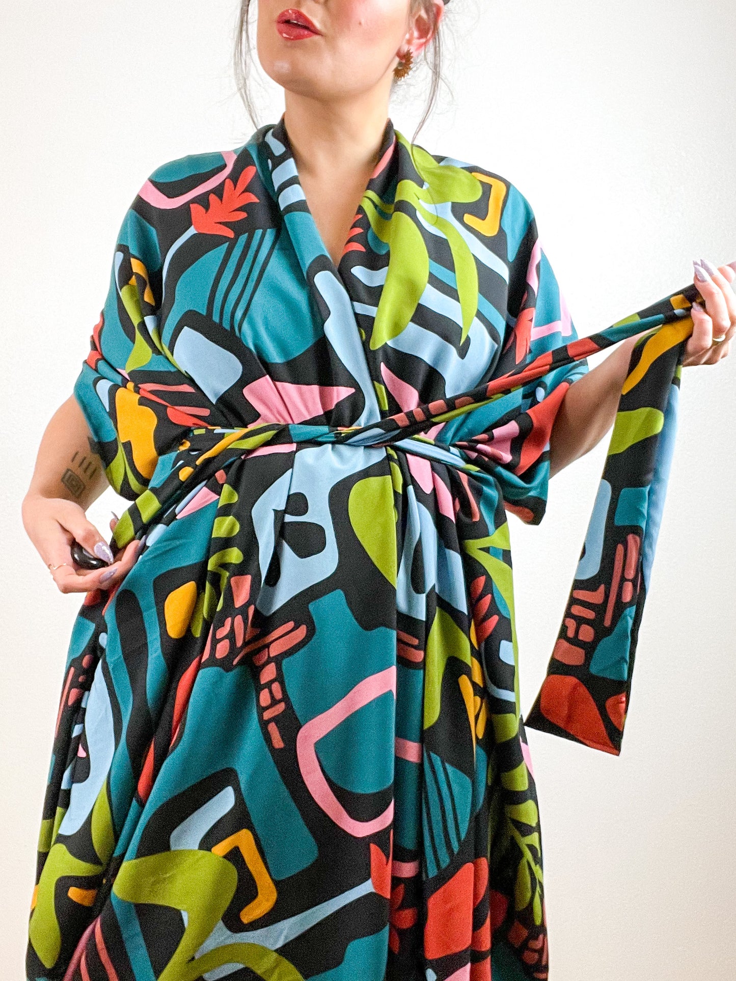High Low Kimono Mod Shapes Rayon Challis