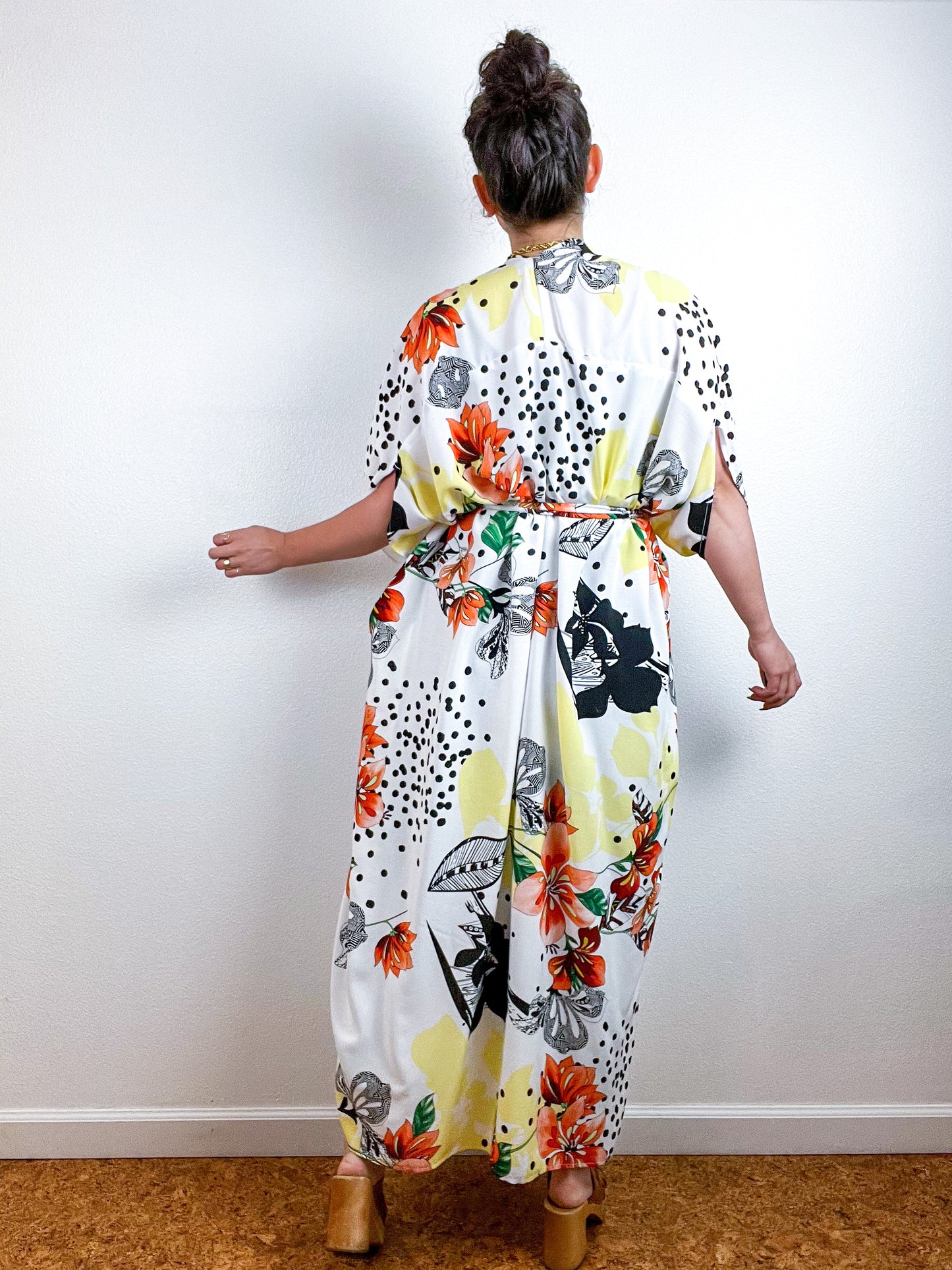 High Low Kimono Lily Dots Rayon Challis