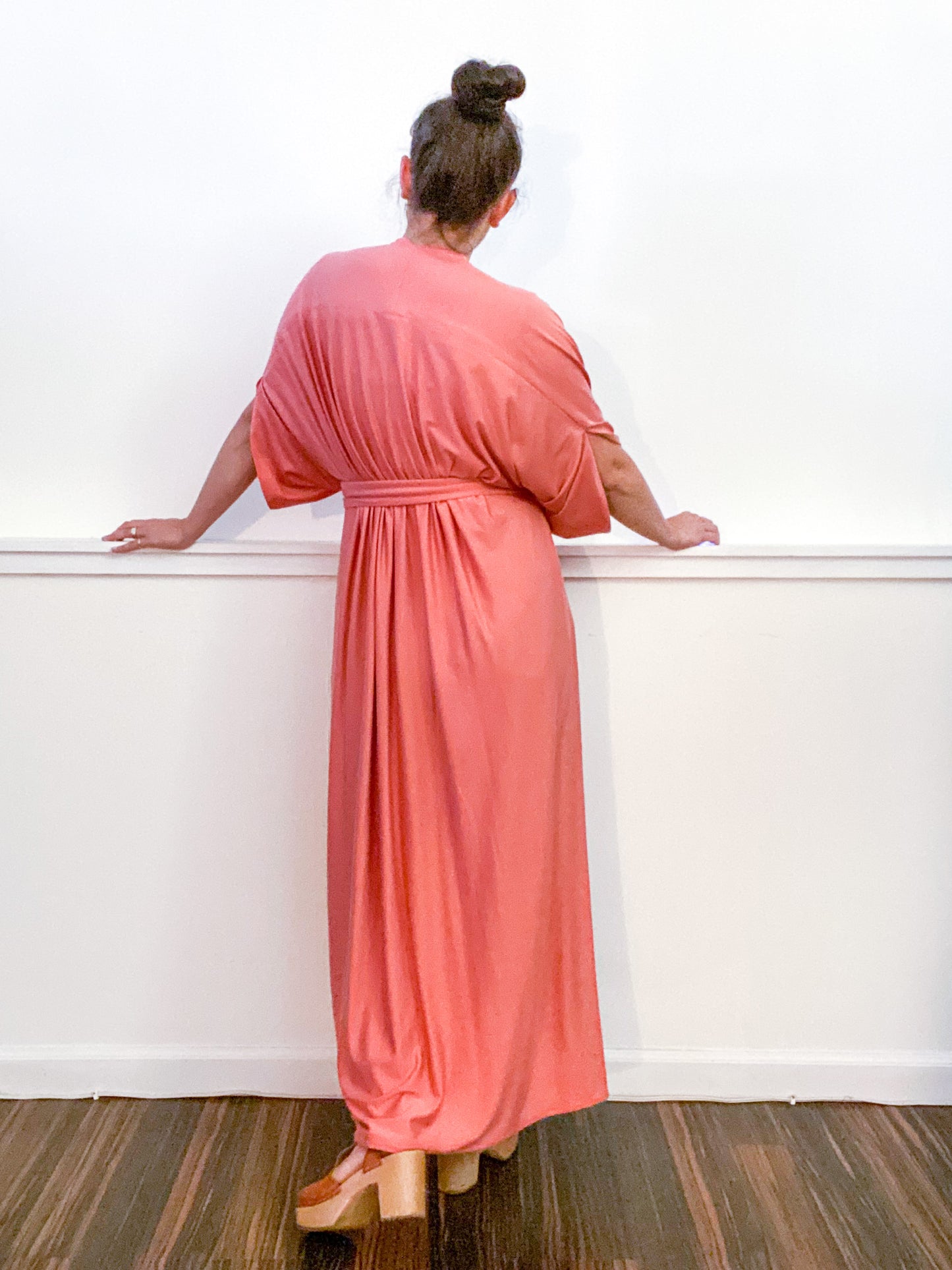 Solid High Low Kimono Terracotta Knit