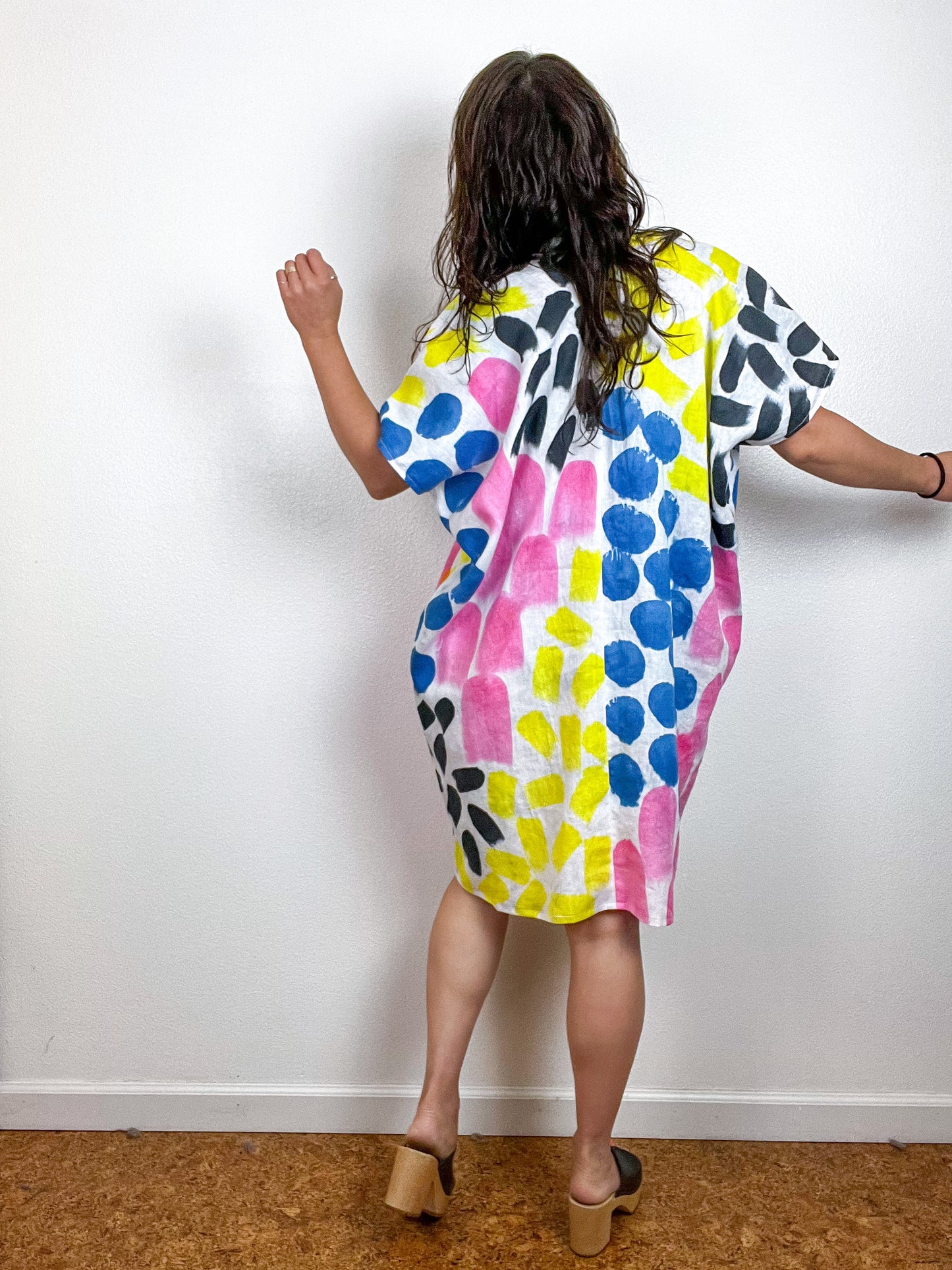 Hand-Dyed Linen Smock Dress Multi Confetti