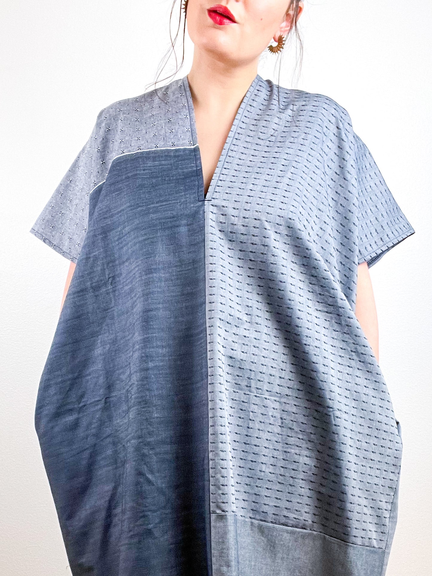 Chambray Smock Dress Patchwork 3