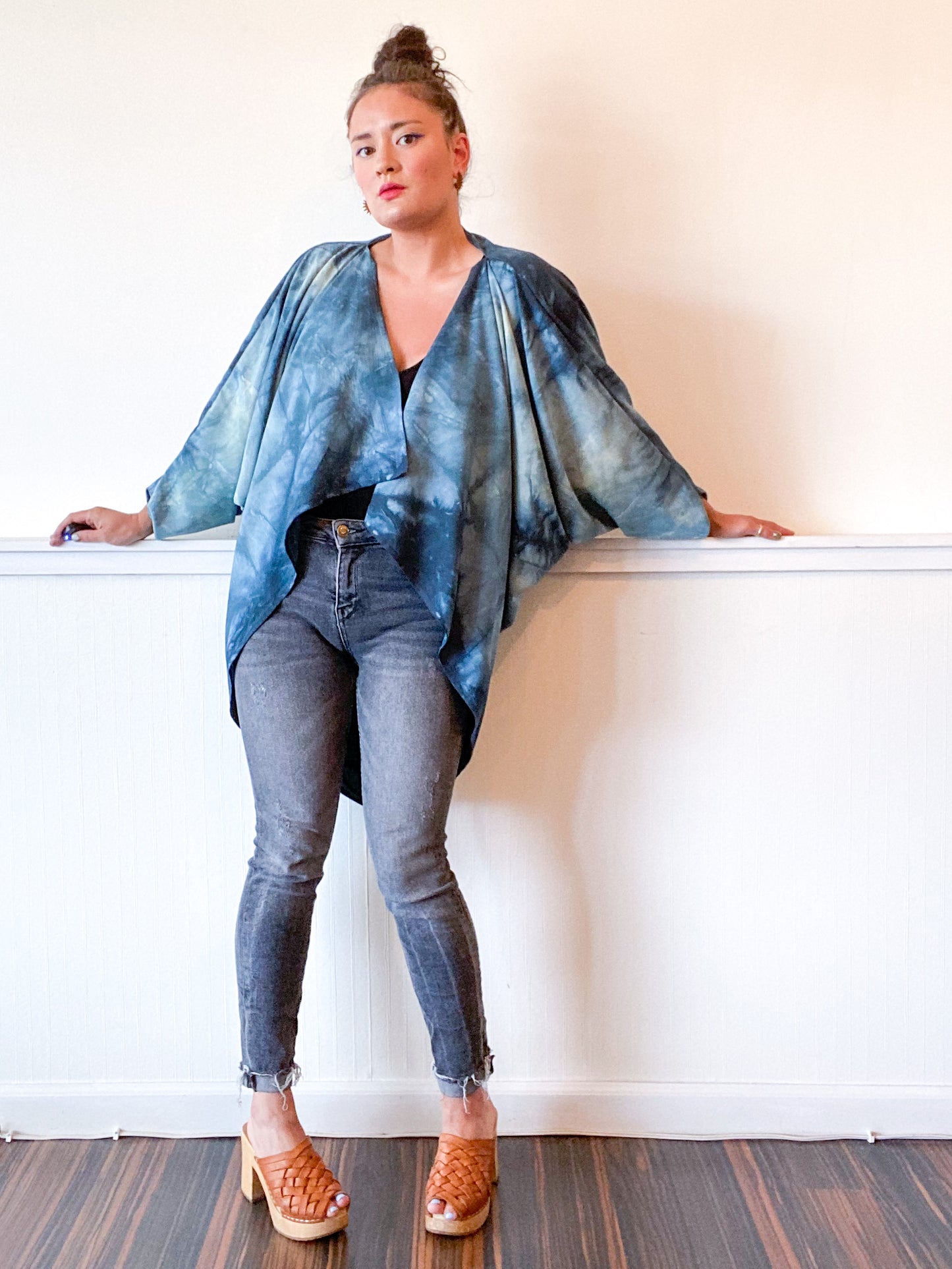 Hand-Dyed Waterfall Kimono Teal