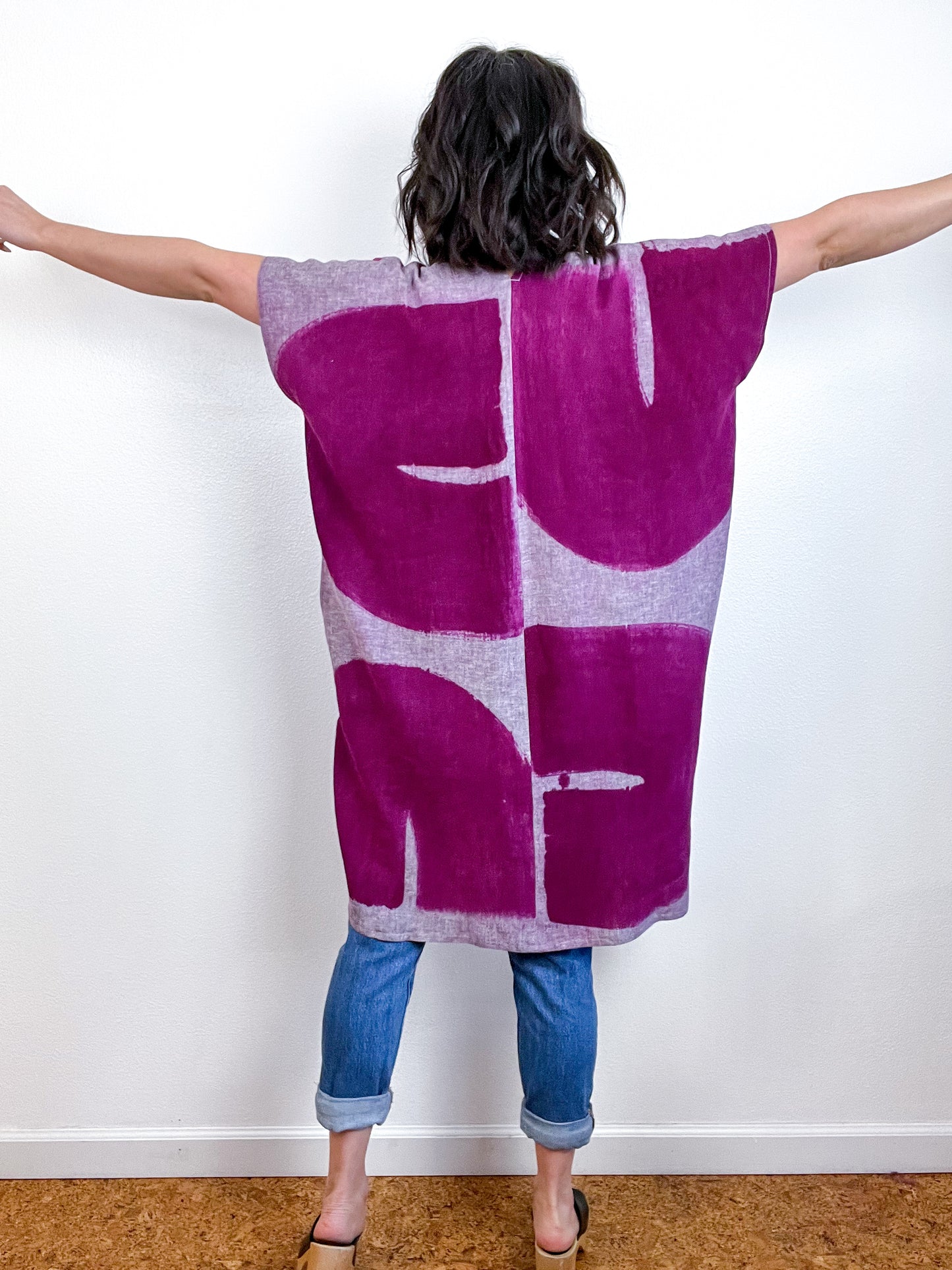 Hand-Dyed Mini Smock Dress Lavender Amethyst Brushstrokes