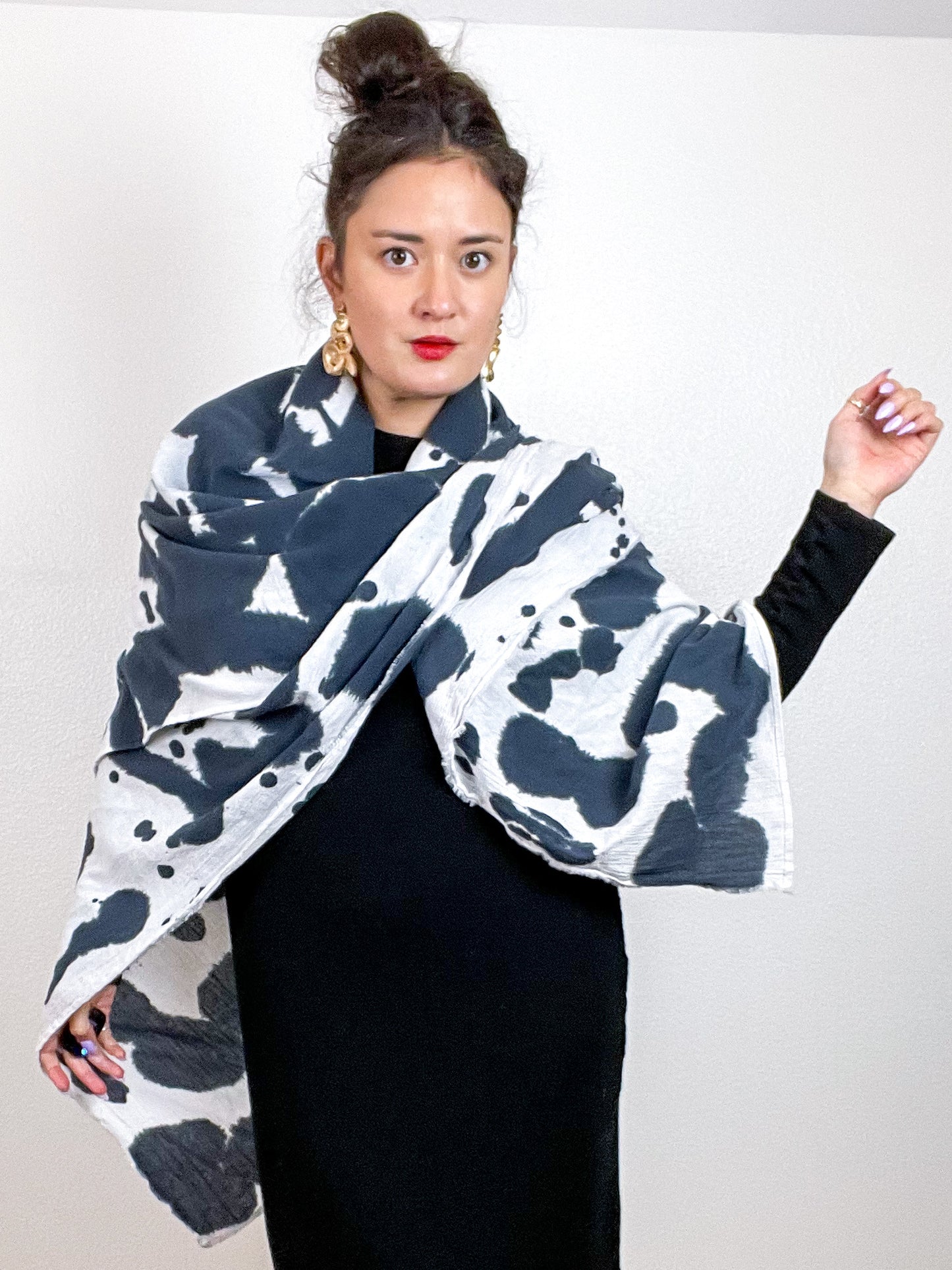 Hand-Dyed Cotton Blanket Scarf Inkblot