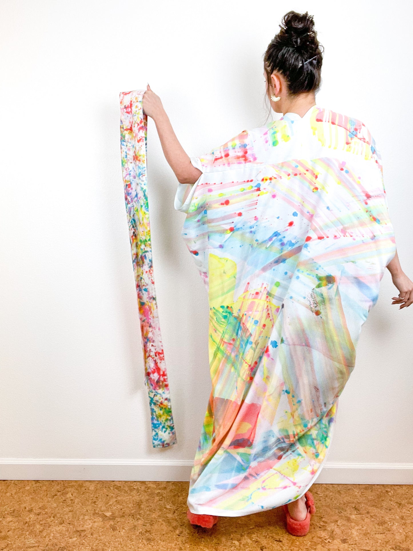 Hand-Dyed High Low Kimono Pastel CMY Prism