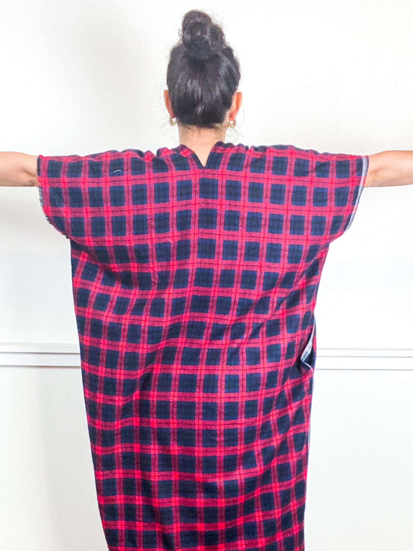 Plaid Smock Dress Red Navy