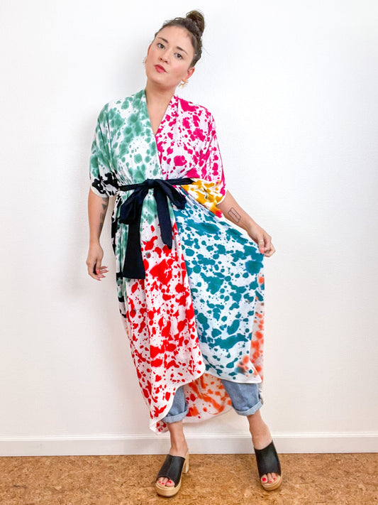 OOAK Hand-Dyed High Low Kimono Confetti 2