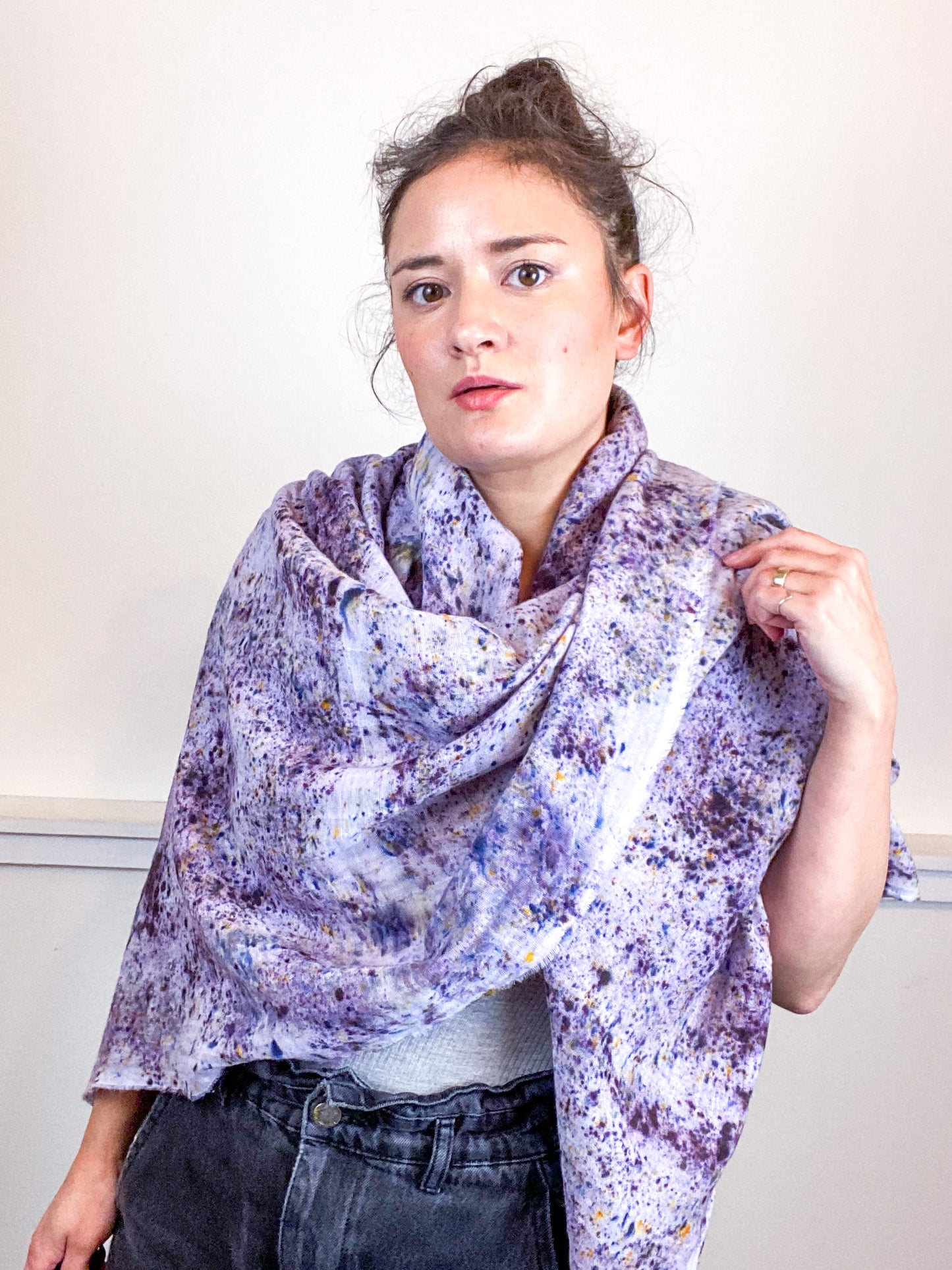 Hand-Dyed Large Square Scarf Deconstructed Grey