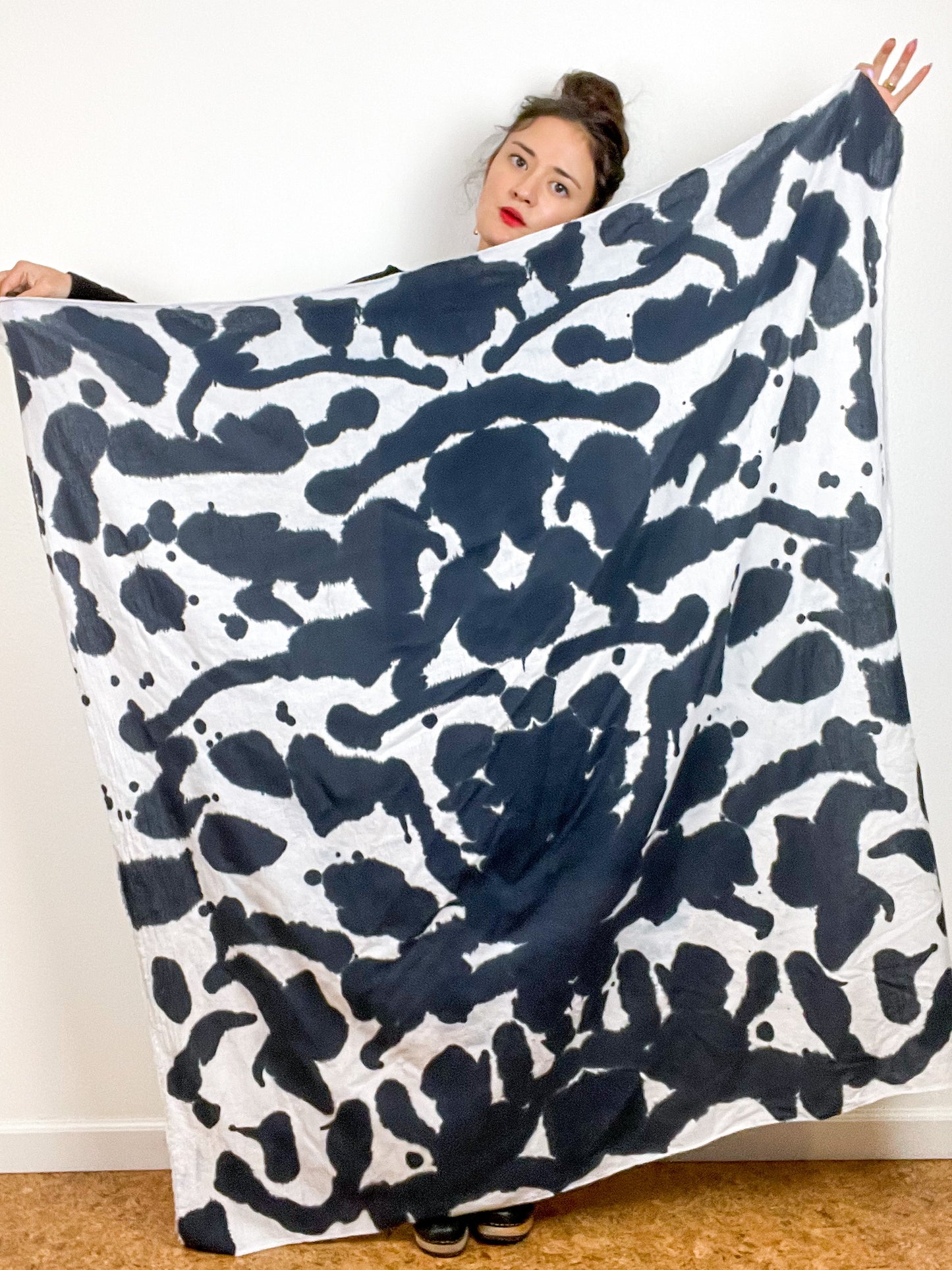 Hand-Dyed Cotton Blanket Scarf Inkblot