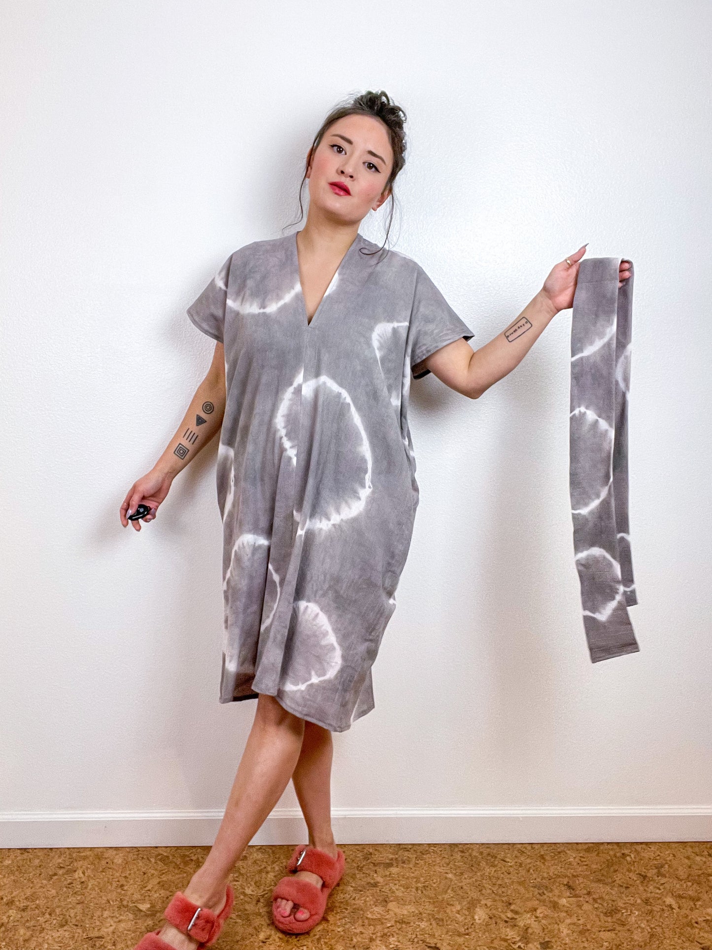 Single Gauze Caftan Dress Shiitake
