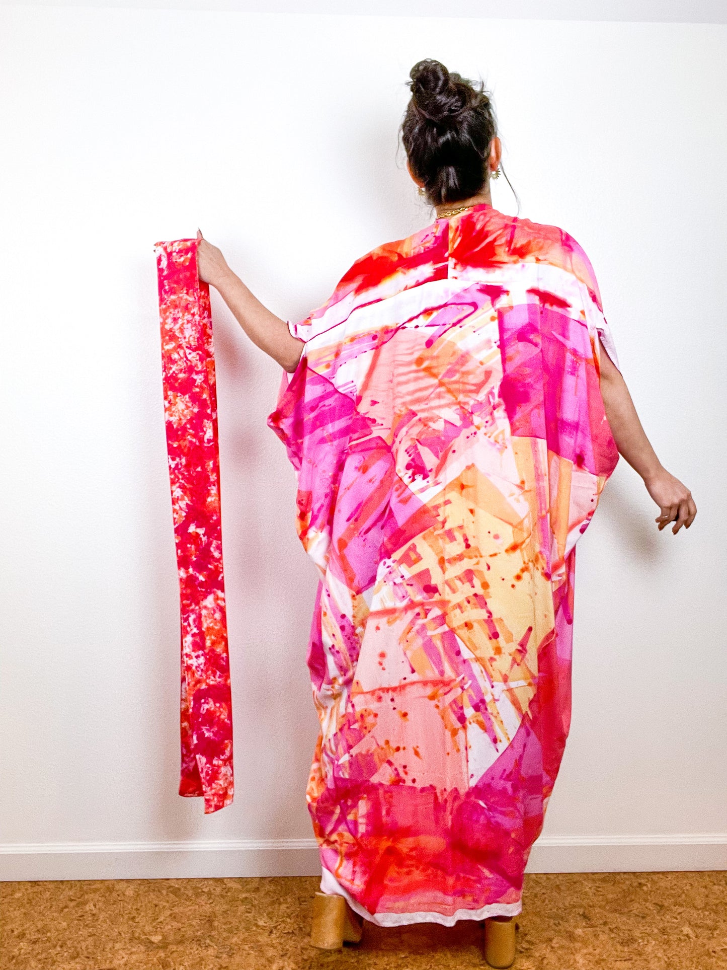 Hand-Dyed High Low Kimono Pink Prism