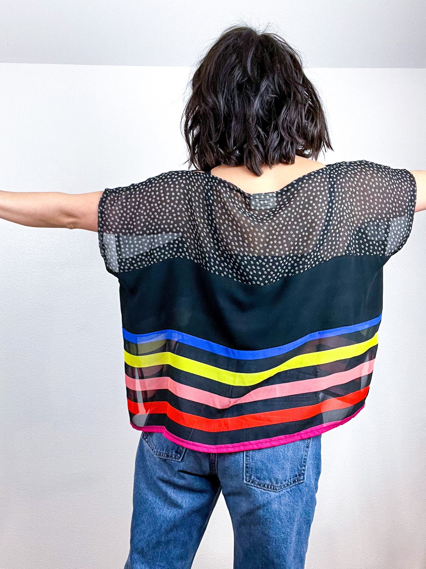 Scrappy Crop Black Floral Rainbow