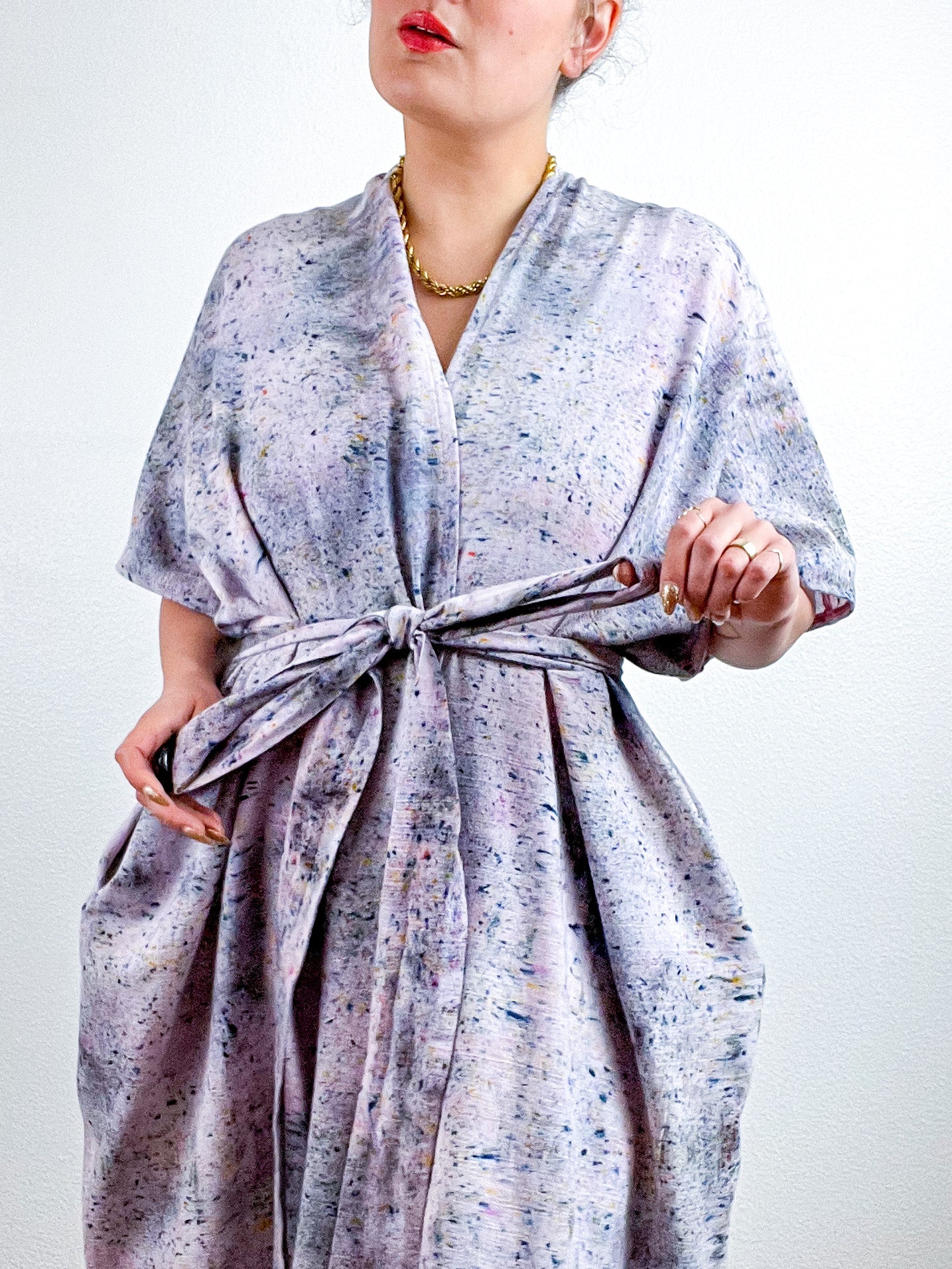 Single Gauze Duster Kimono Deconstructed Grey