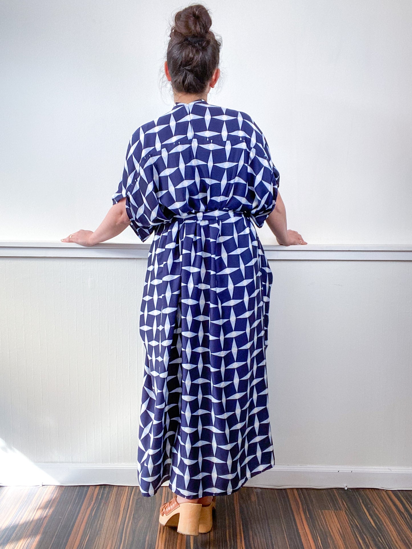 Print High Low Kimono Mod Starburst Challis