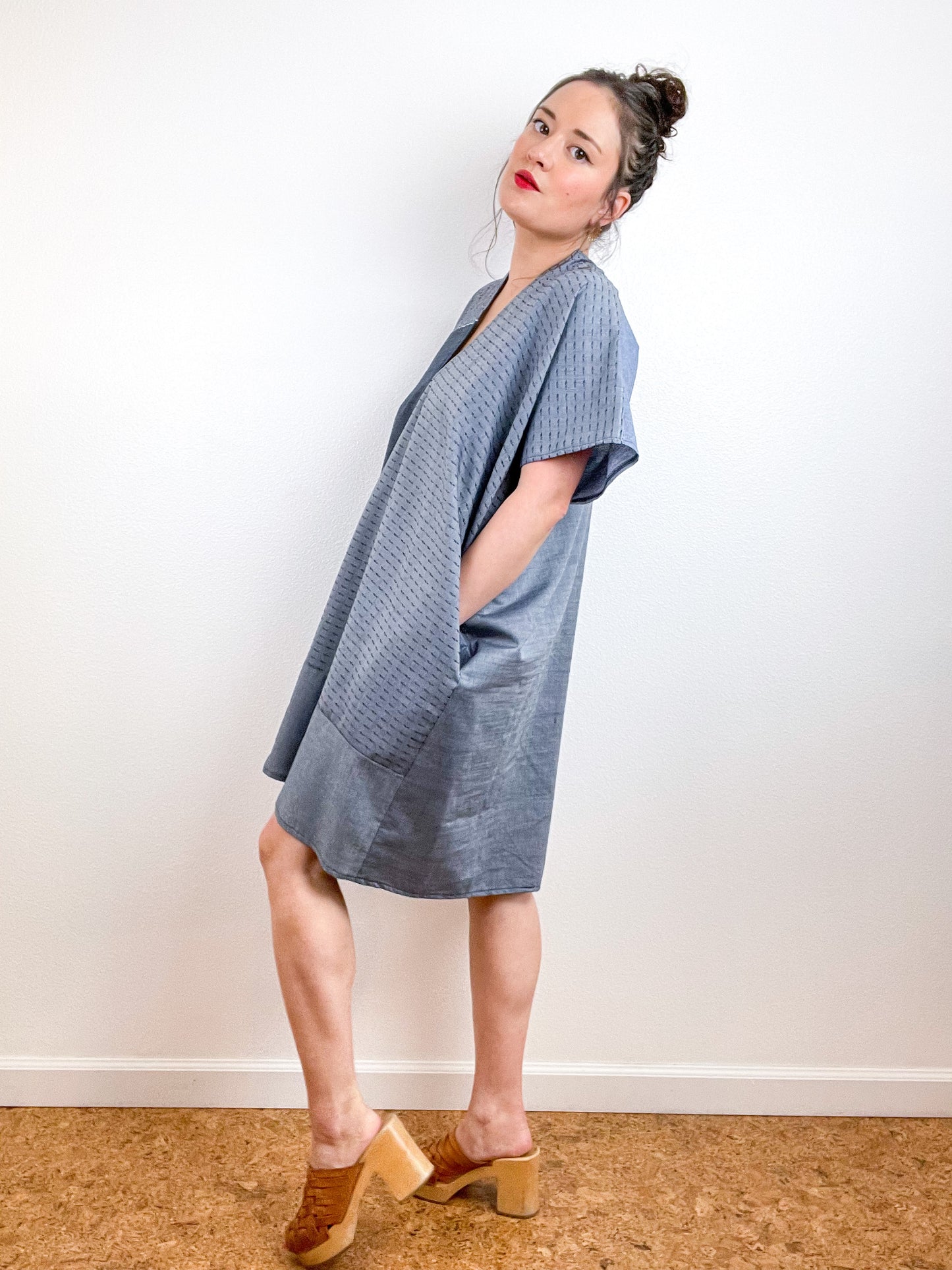 Chambray Smock Dress Patchwork 3