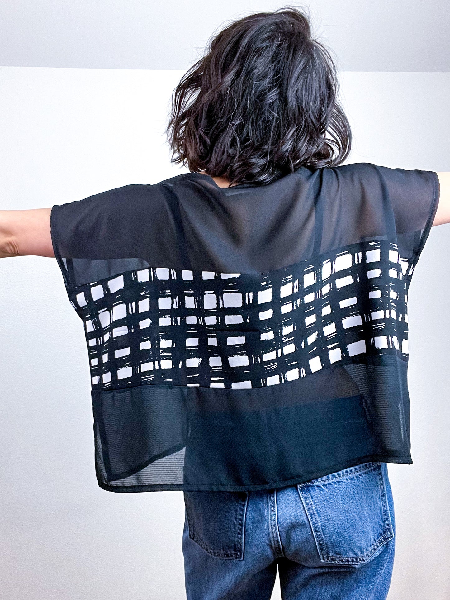 Scrappy Censor Crop Black White Windowpane
