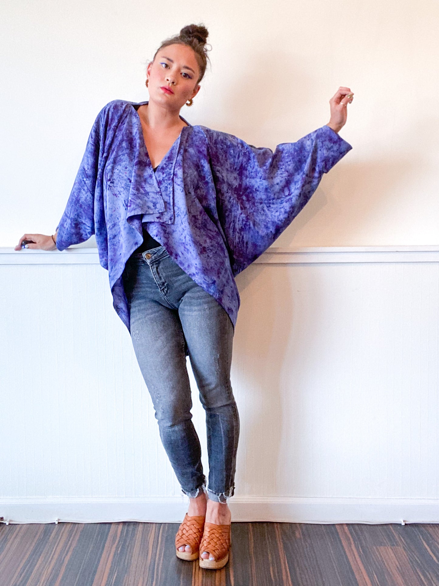 Hand-Dyed Waterfall Kimono Deconstructed Blue