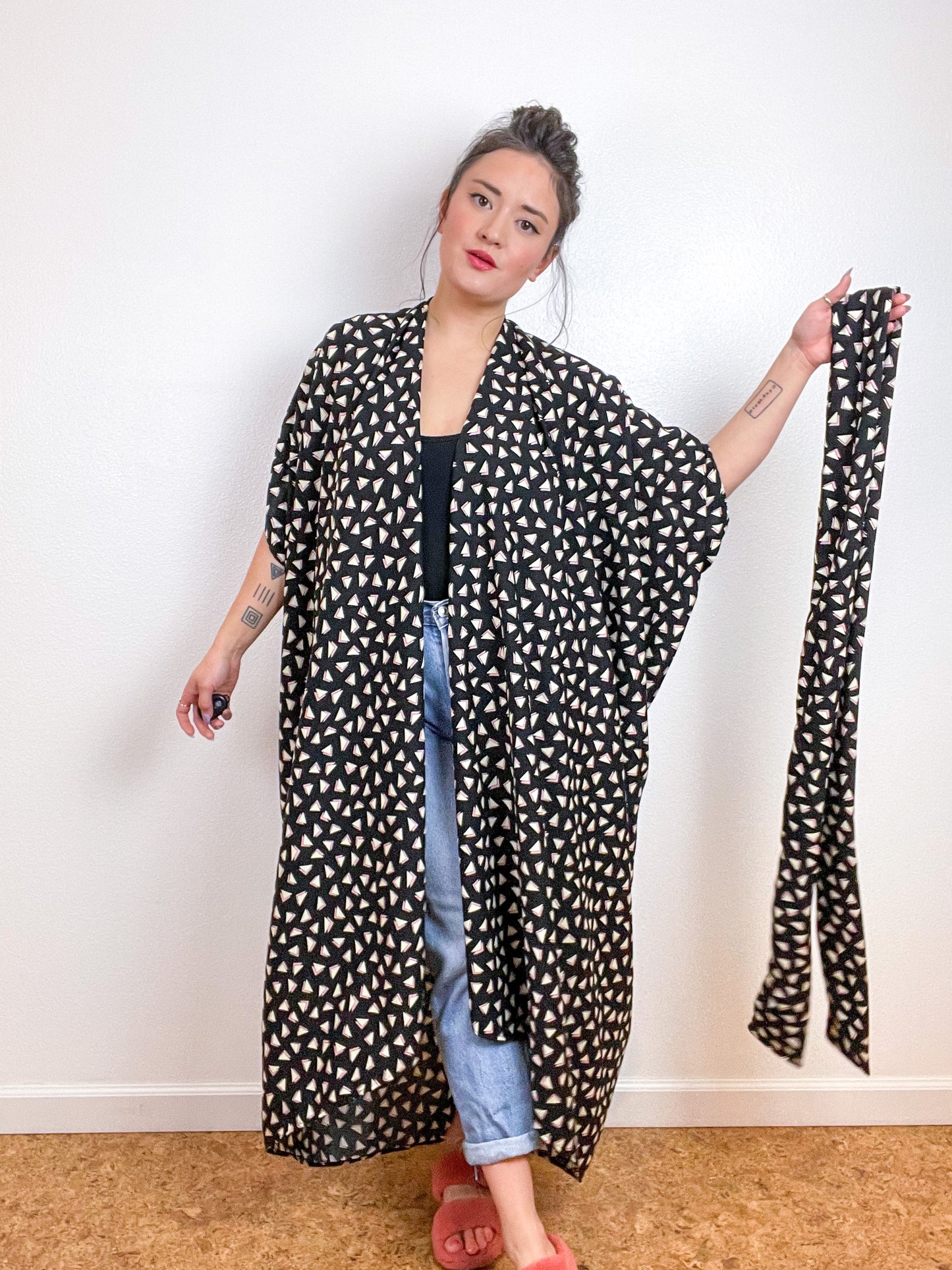 High Low Kimono Triangles Rayon Challis