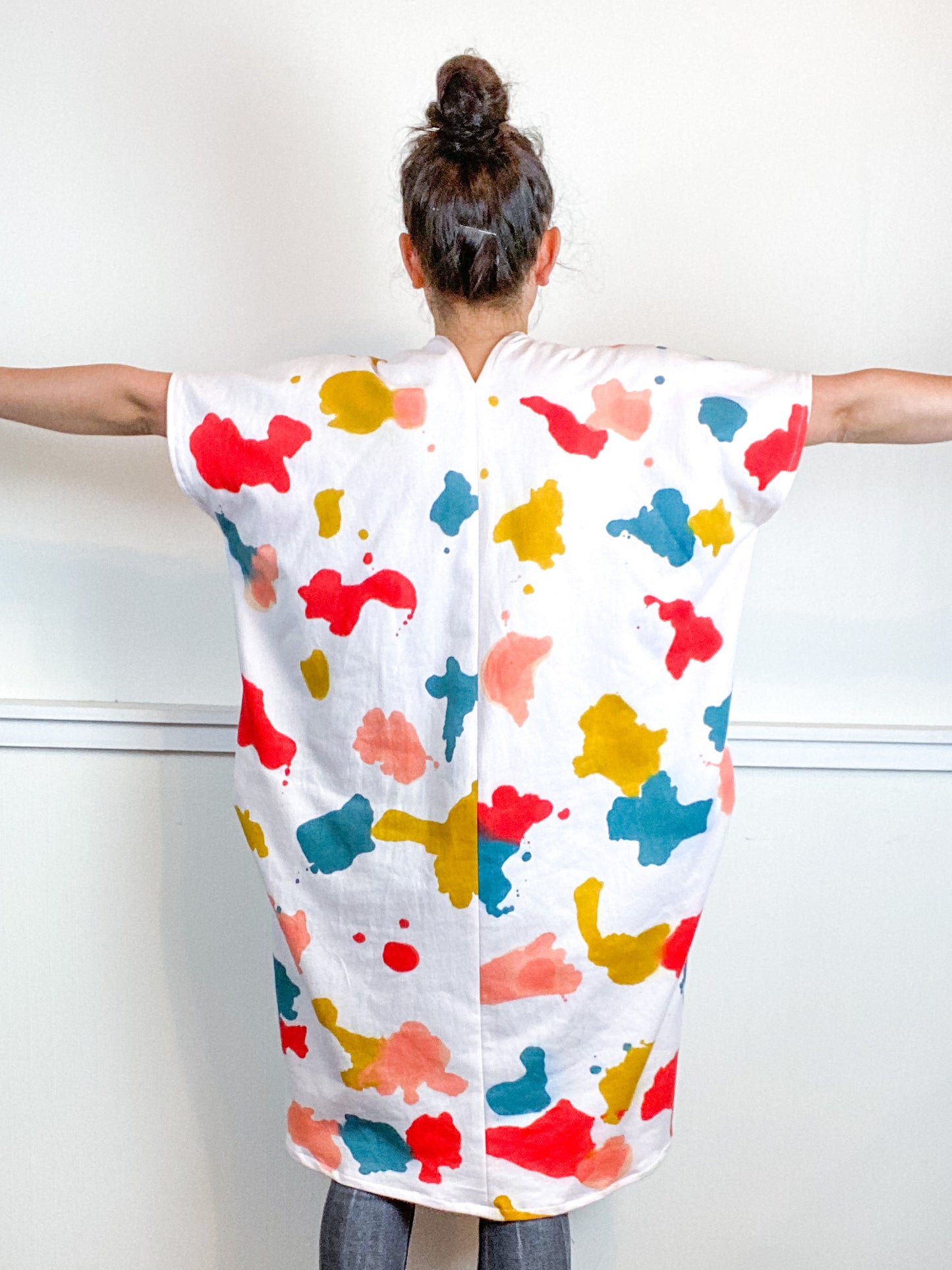 Hand-Dyed Sweatshirt Smock Dress Coral Kingfisher Scarlet Marigold